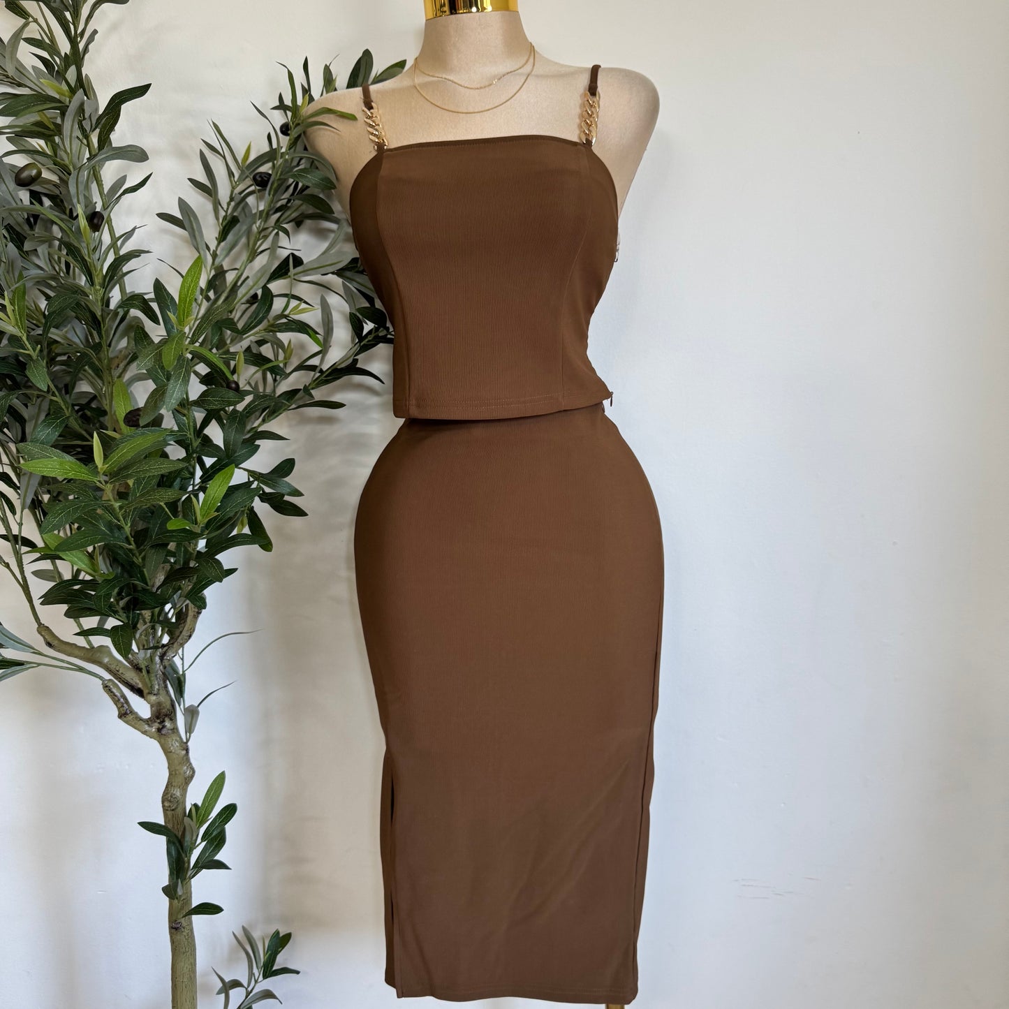 Mixy Skirt Set-Brown