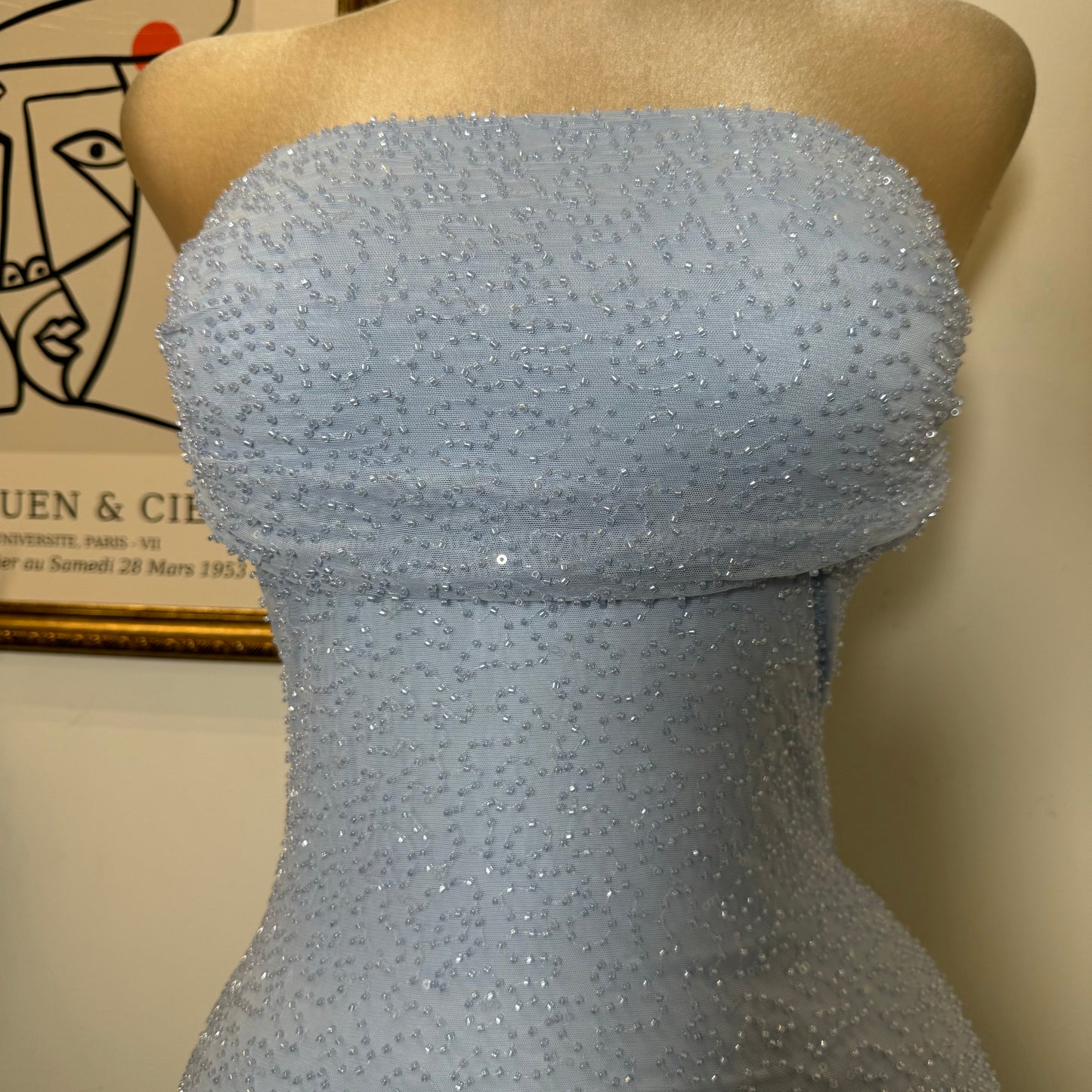 Sparkle Strapless Dress-Baby Blue