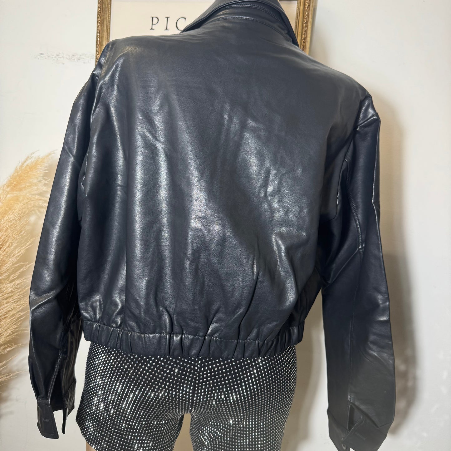 Faux Leather Jacket-Black