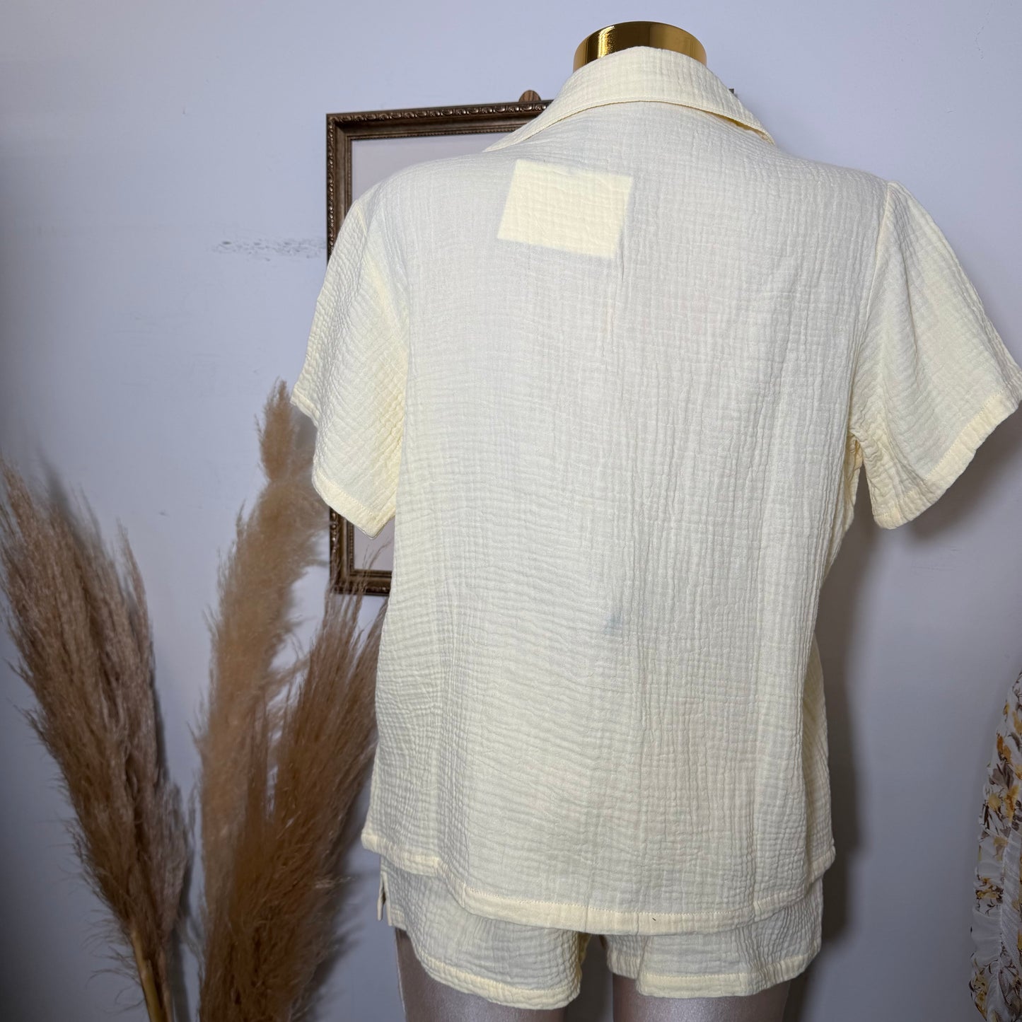 Short sleeve shirt & Short set-Yellow