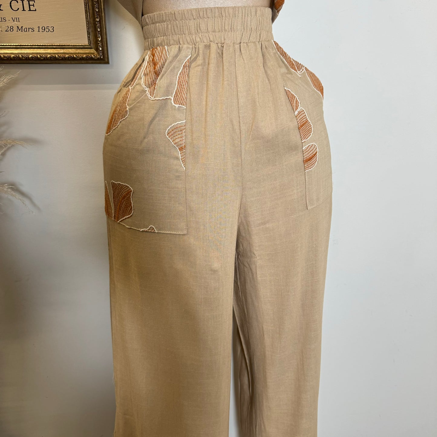 Ahoi Linen Pant Set-Brown