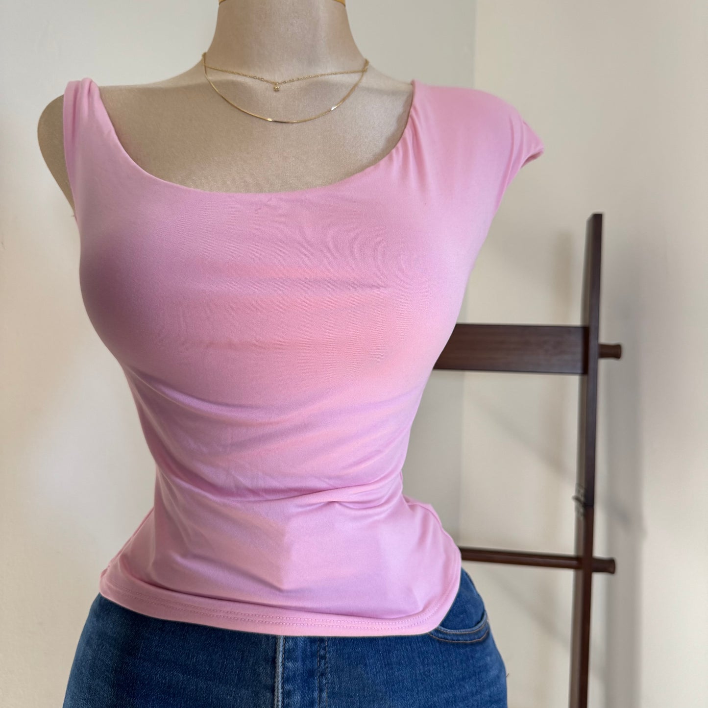 Asymmetrical Double Layered Top-Pink