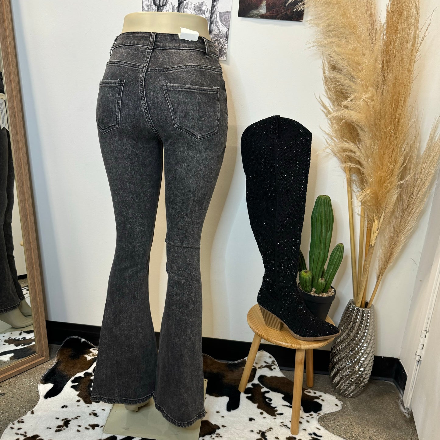 Flare High waisted Jeans -Grey