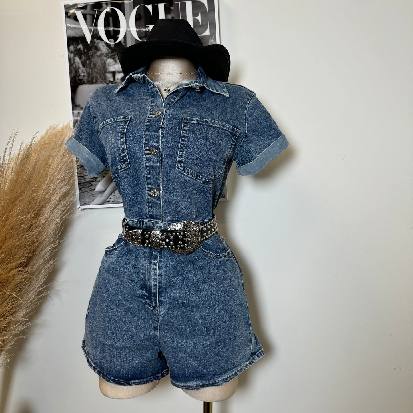 Denim Romper-Blue