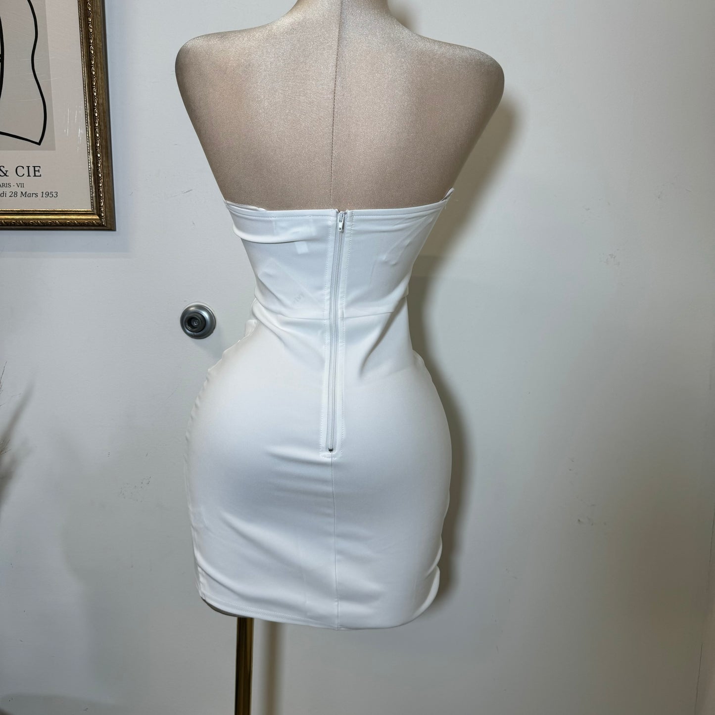 Wireinset Tube Top Overlap Skirt Mini Dress-White