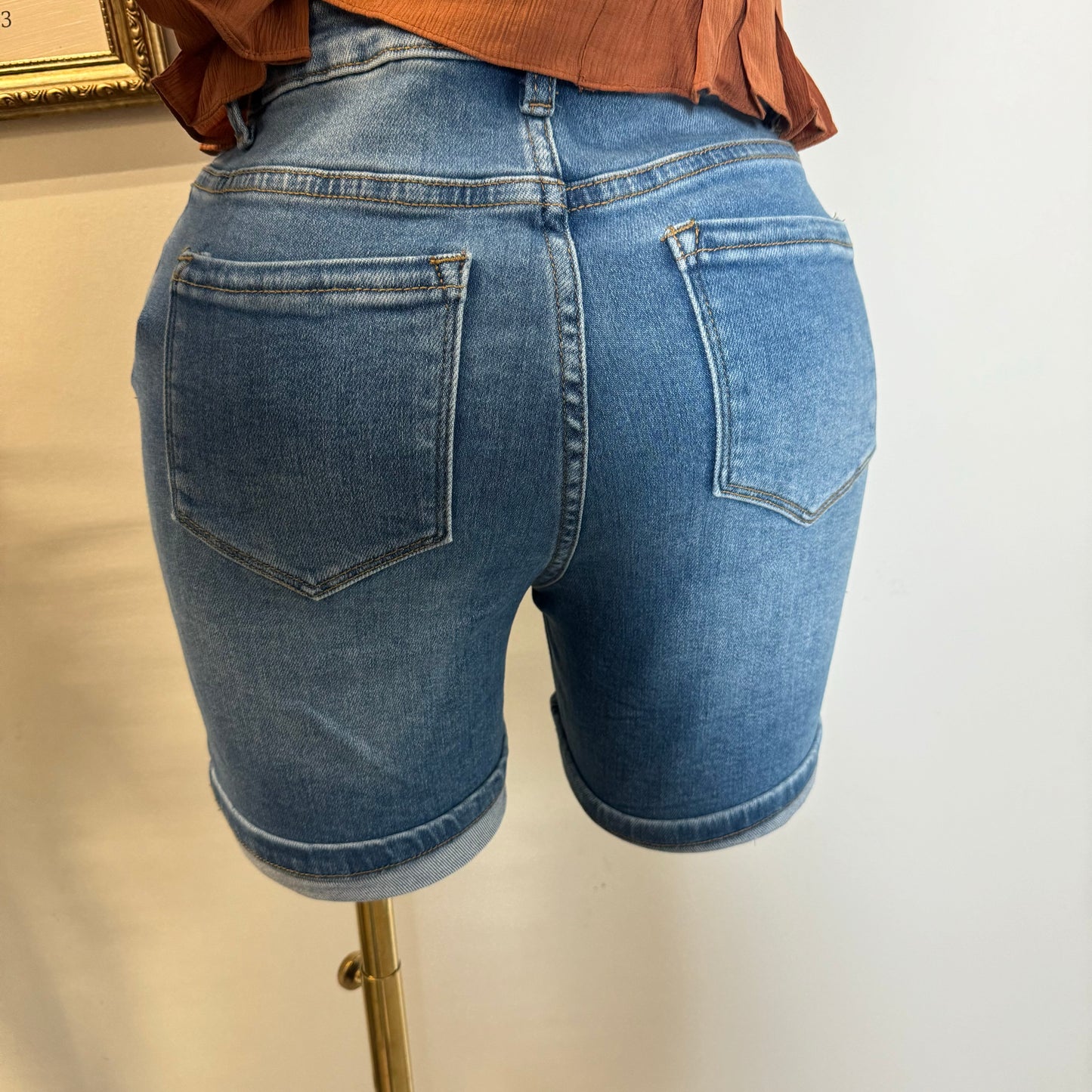 Mom Shorts-Light Wash