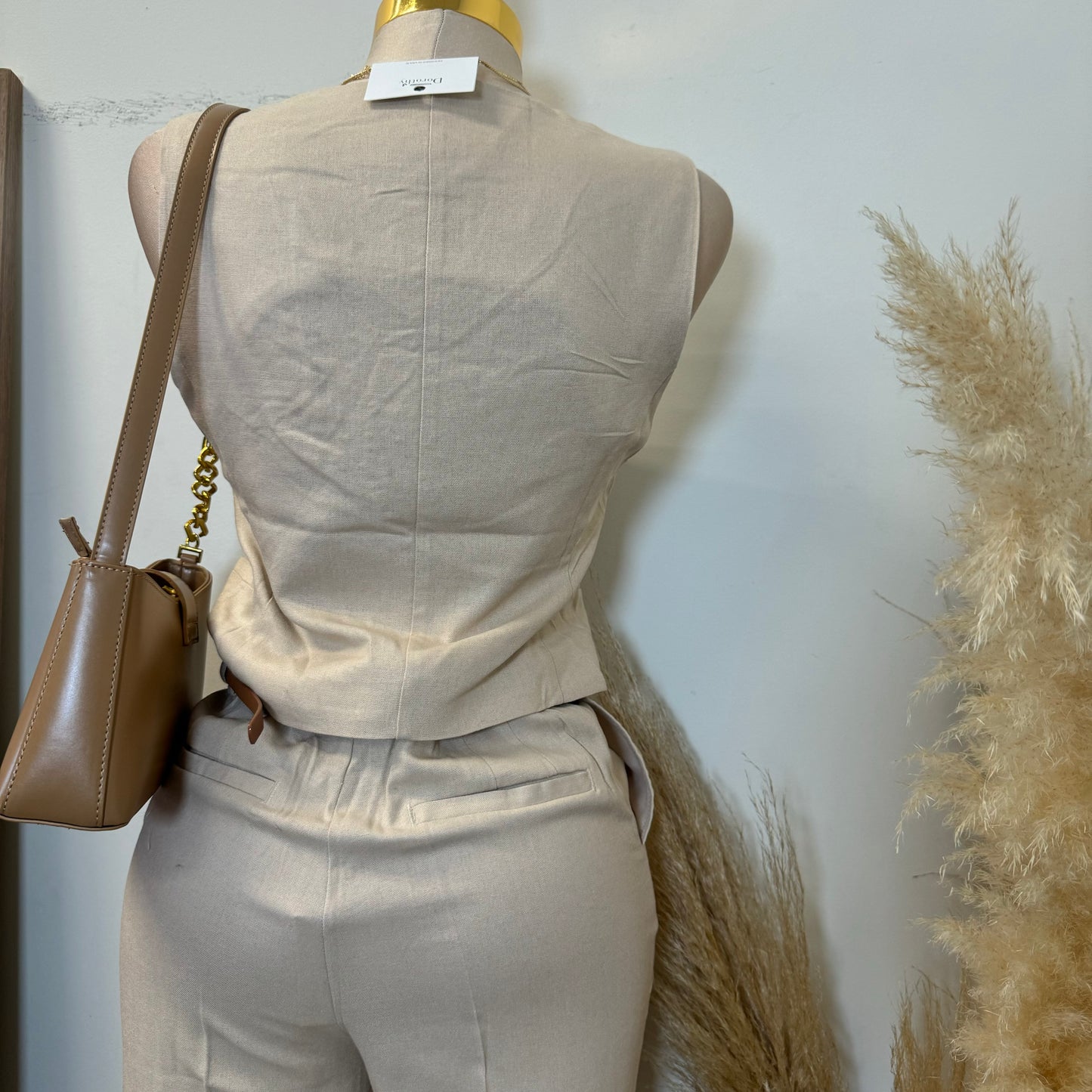 Kiora Pant Set with Belt-Beige