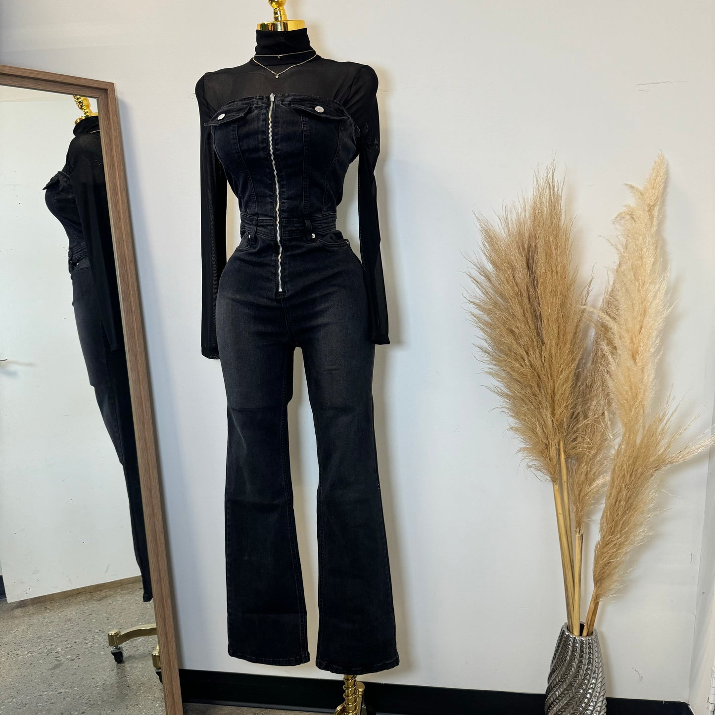 Rodeo Strapless Denim Jumpsuit-Black1