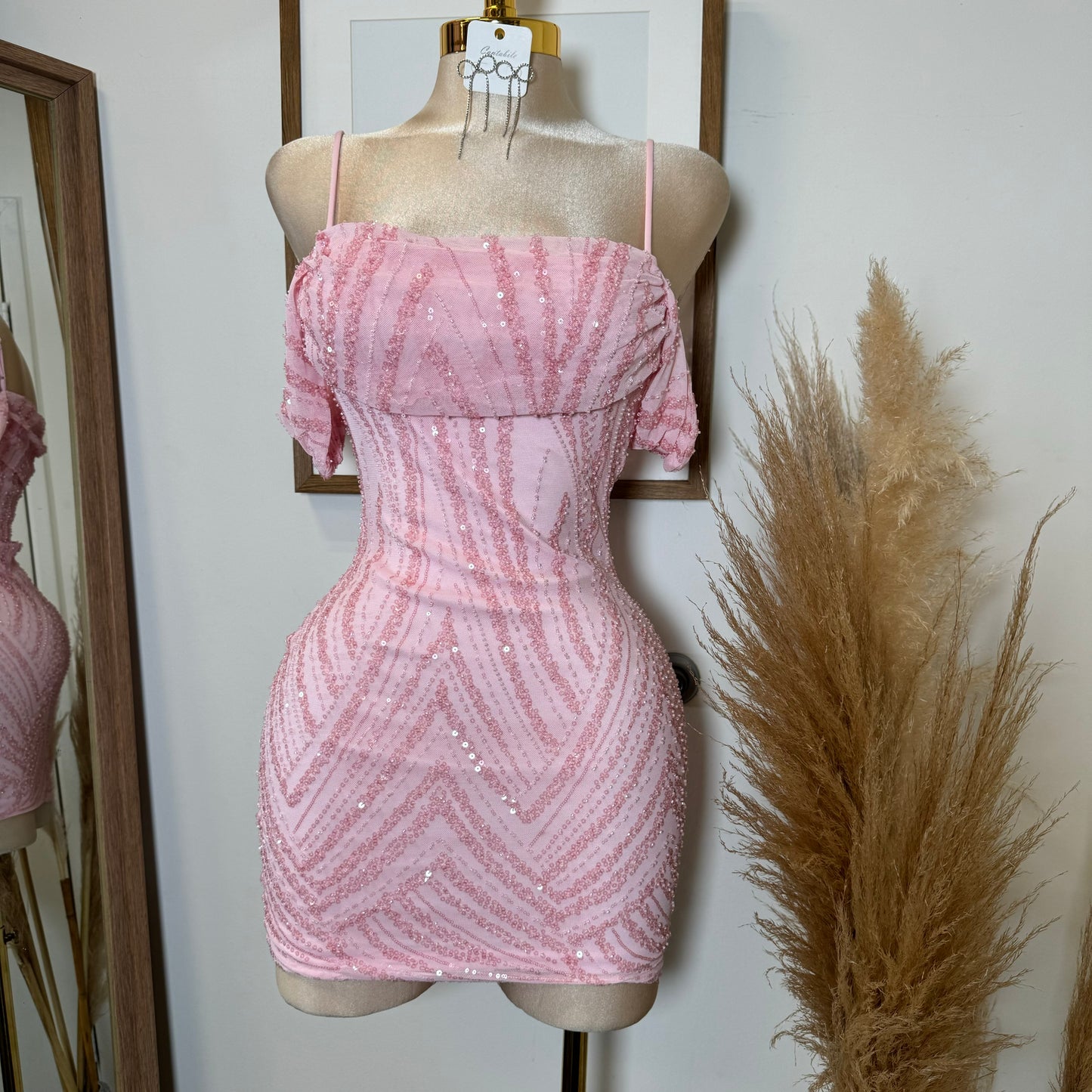 Scorpio Sequins DRESS-Pink