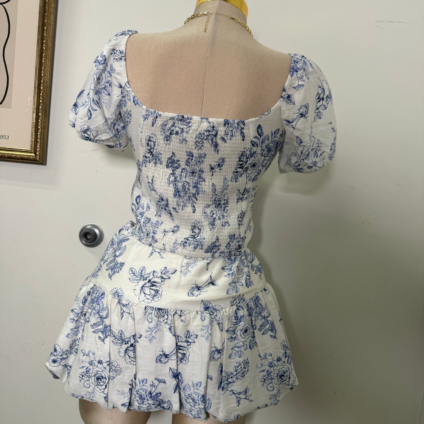 Cielito Skirt Set-White/Blue
