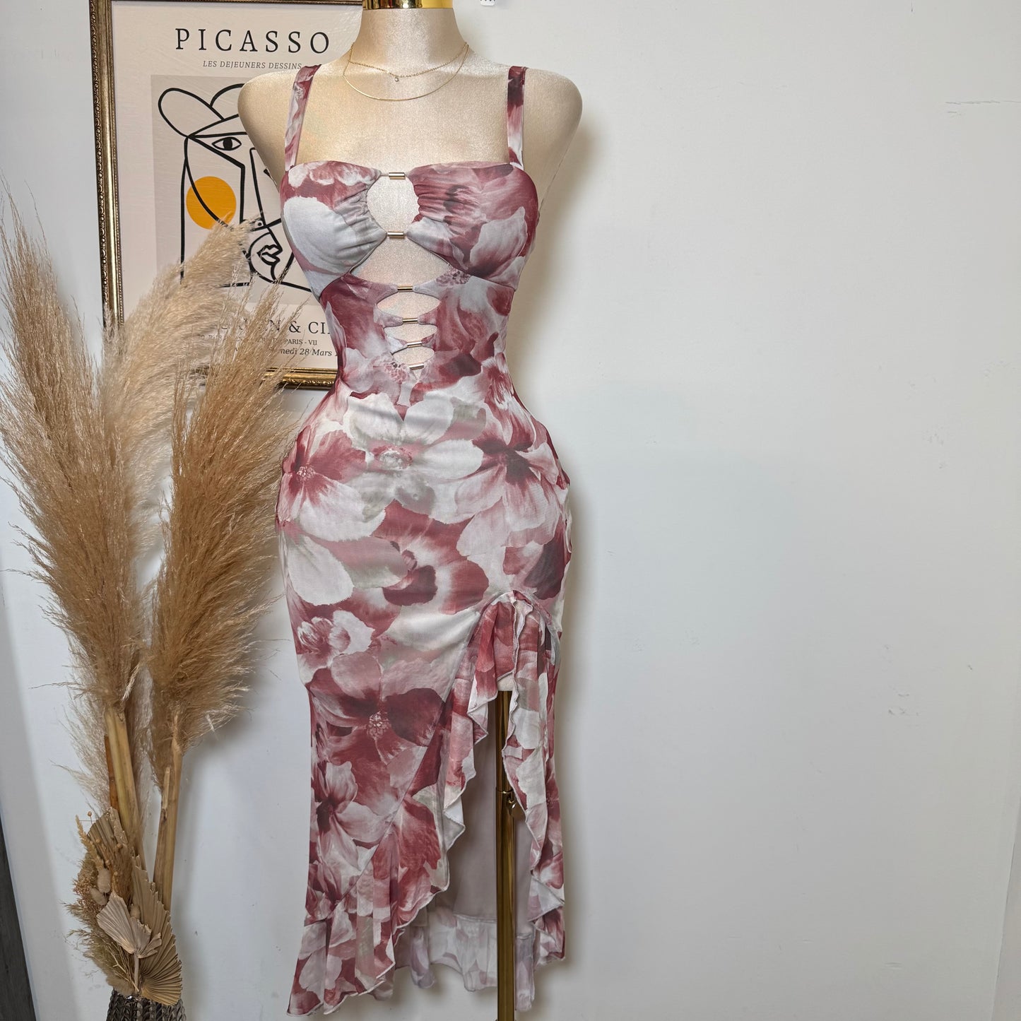 Karol Dress-Red/Beige