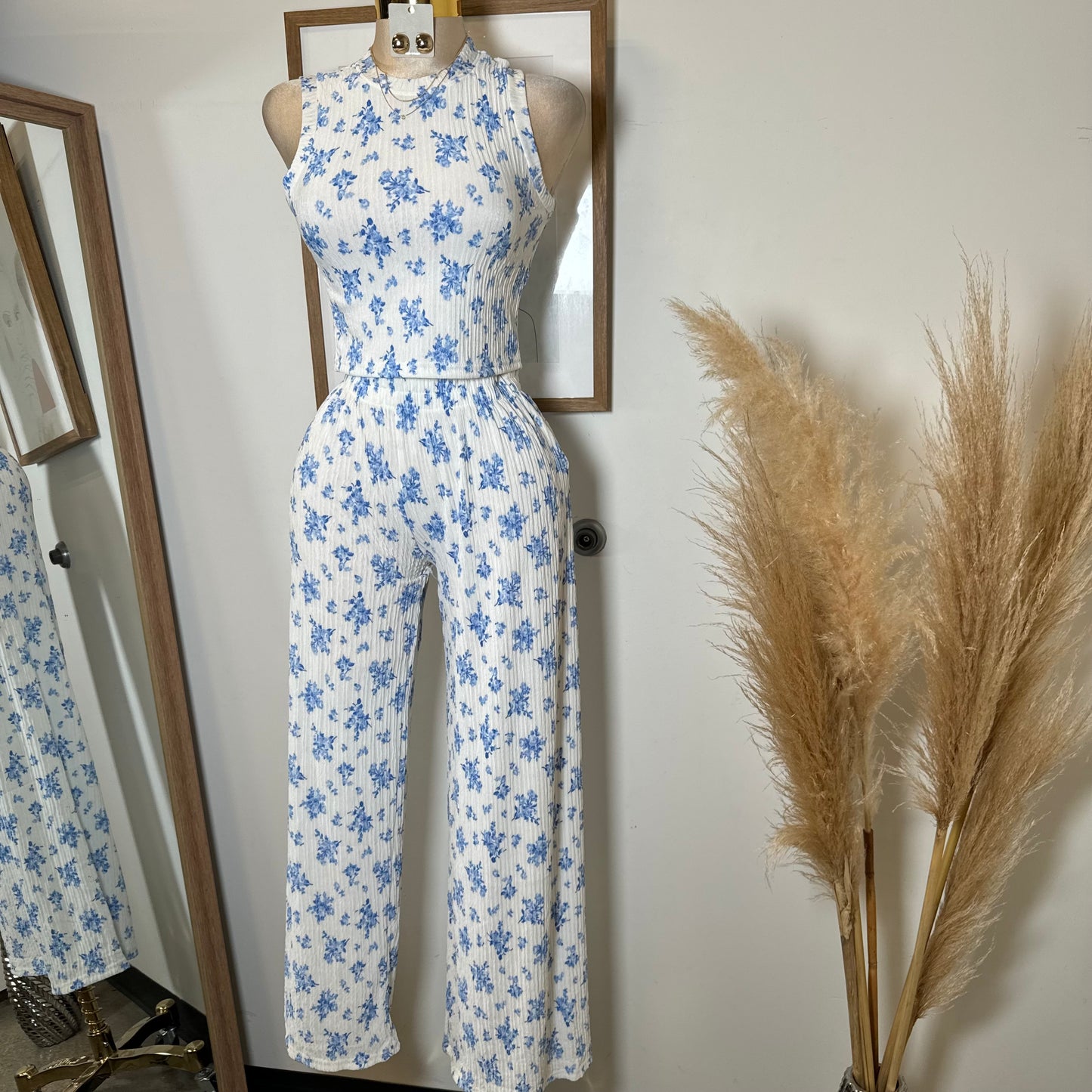 Tamara Two Piece Set-White/Blue
