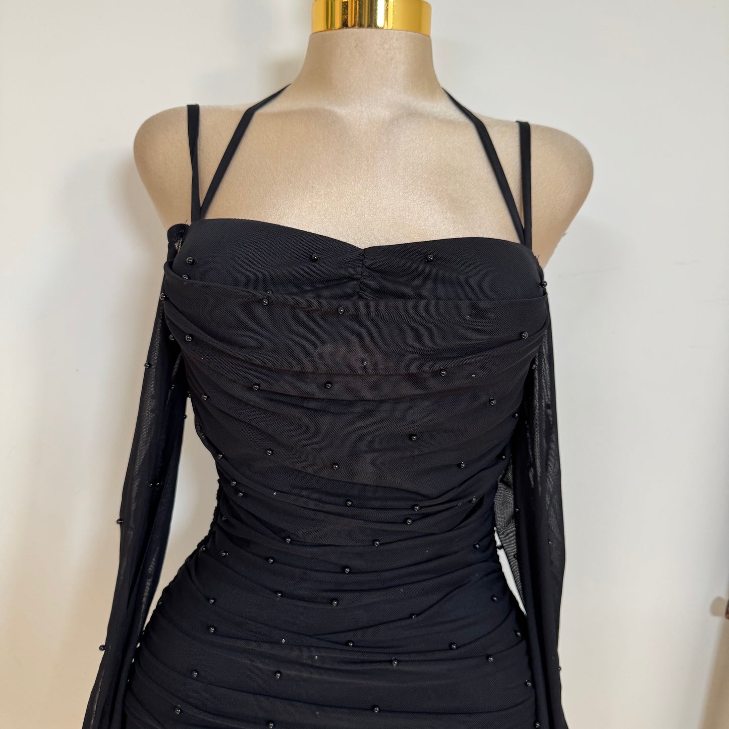Pearl Long sleeve Dress-Black