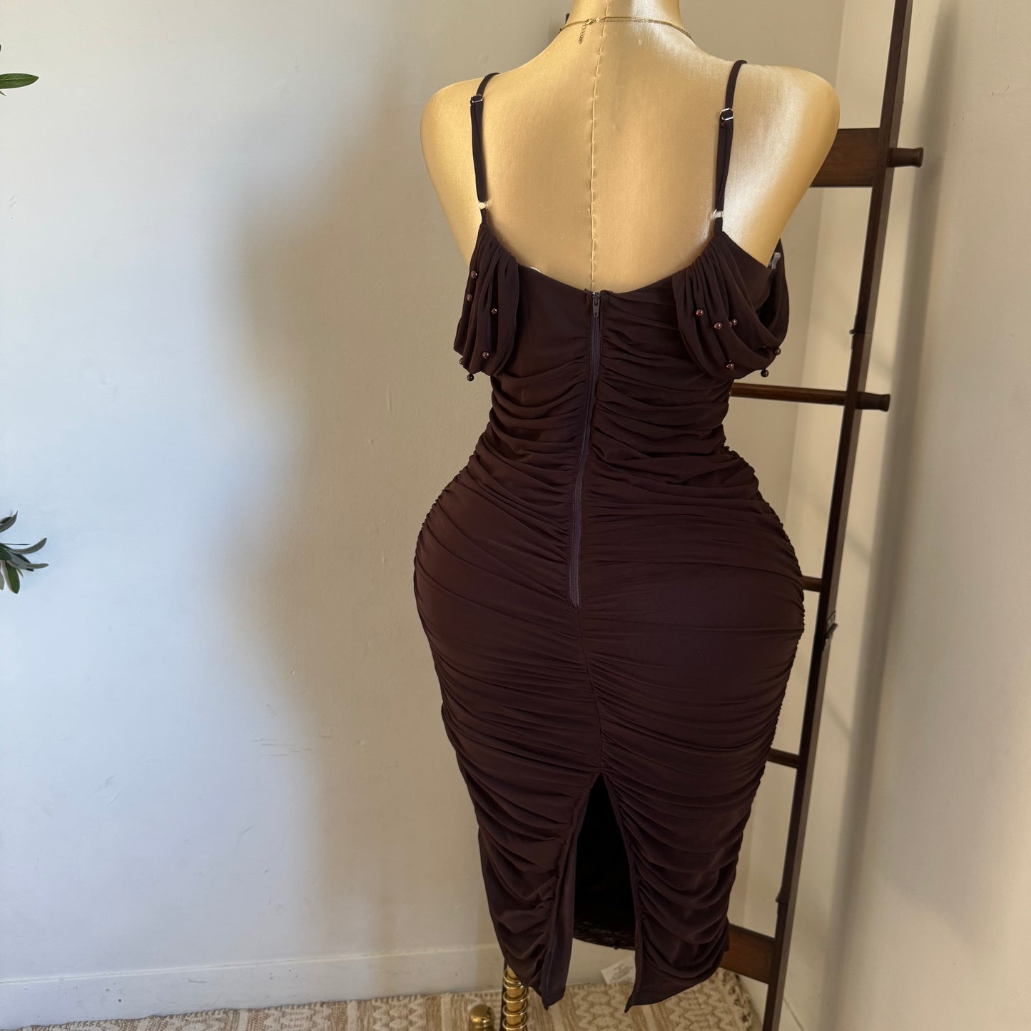 Aria Pearl Dress PL-Brown