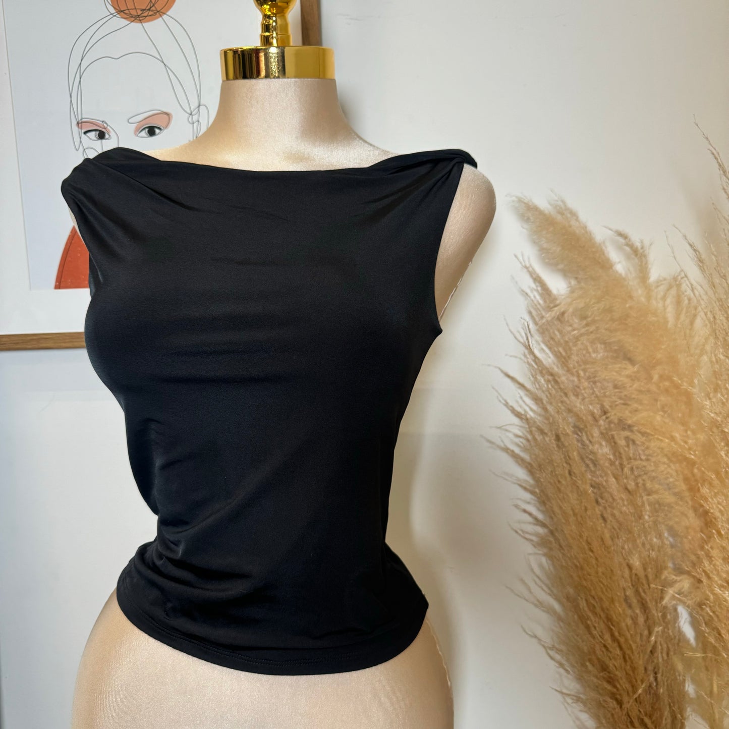 Asymmetrical Double Layered Top-Black
