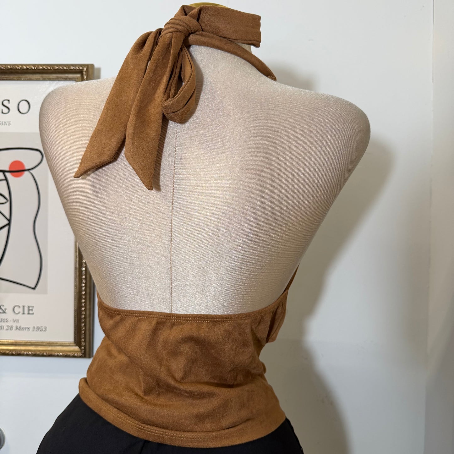 Cowl neck Halter Top-Caramel