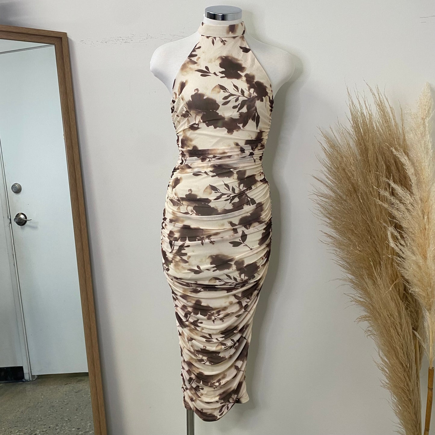 Lori Midi Dress-Cream/Brown