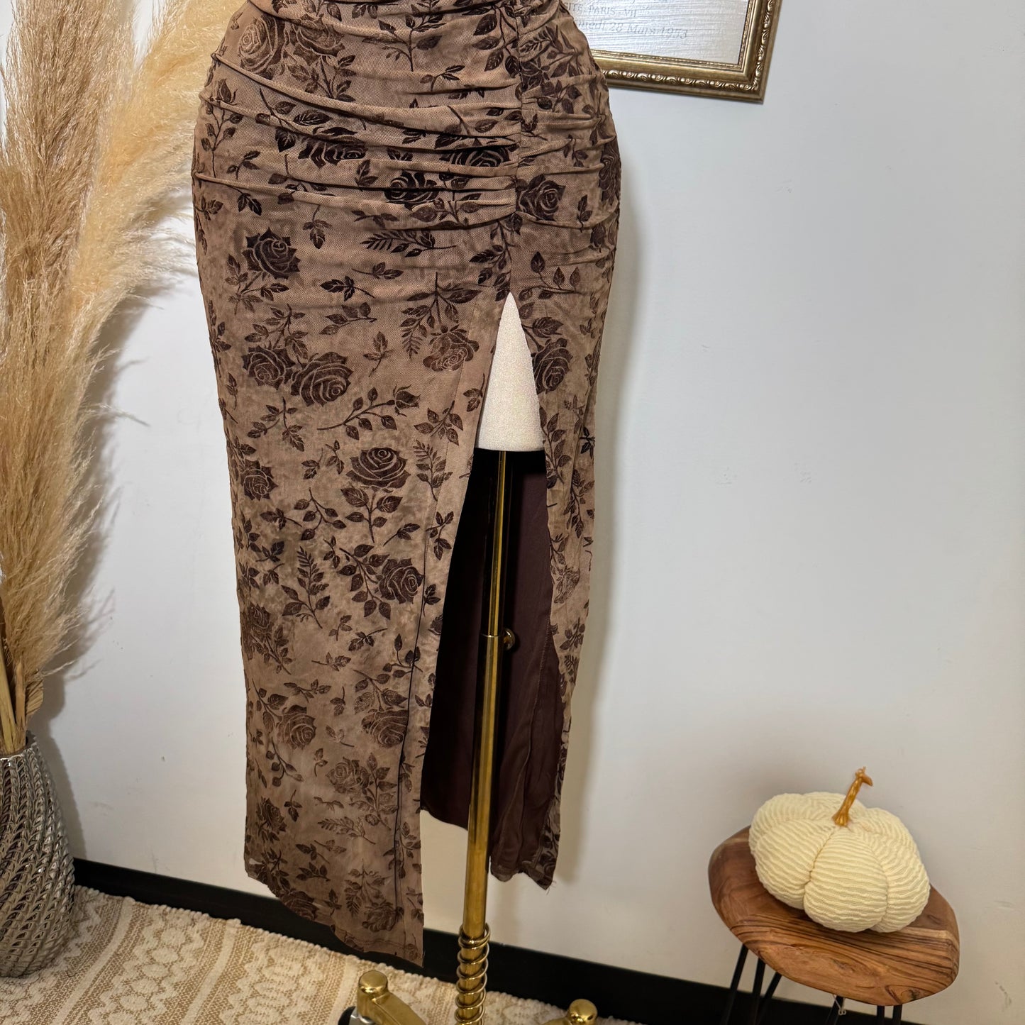 Printed Maxi Dress-Chocolate