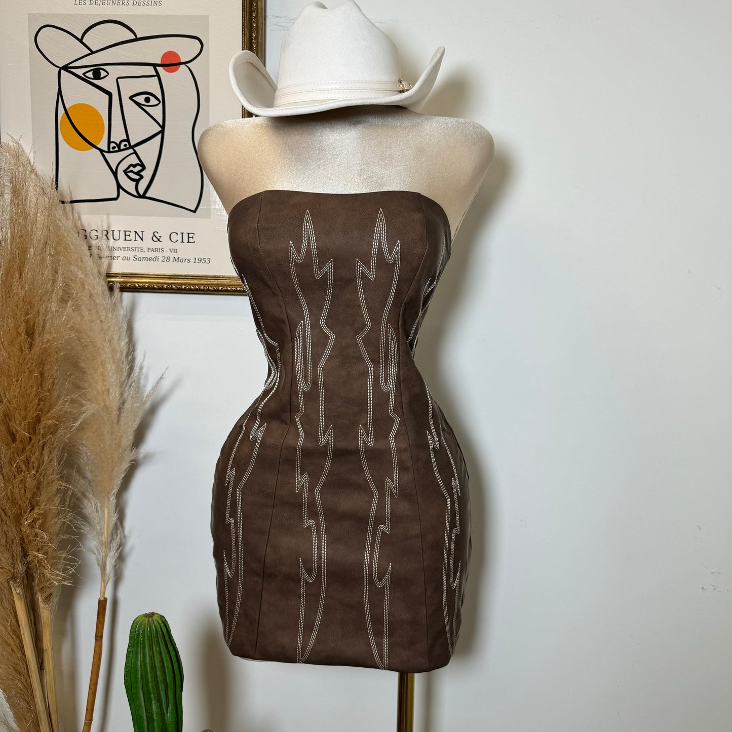 Taymara Corset Dress-Brown