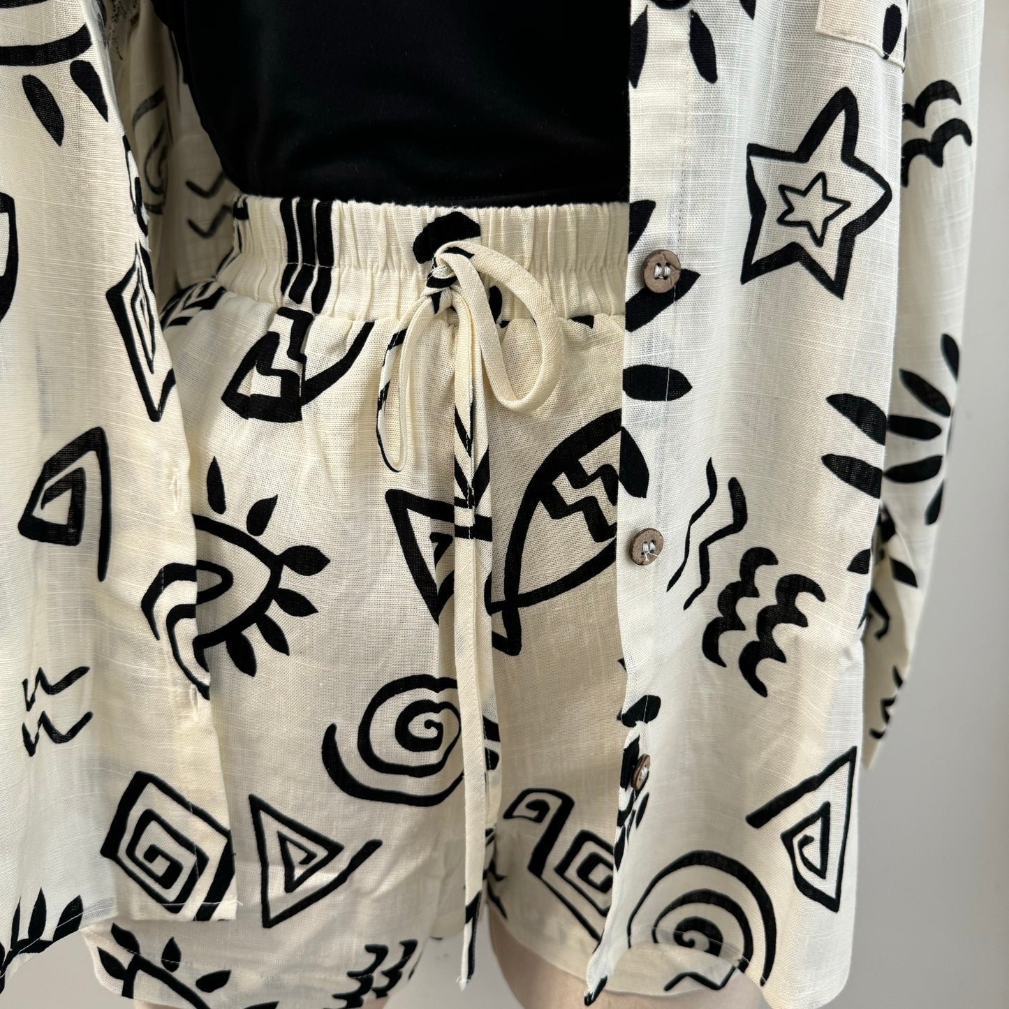Solecito Short Two Piece Set-Black/Beige