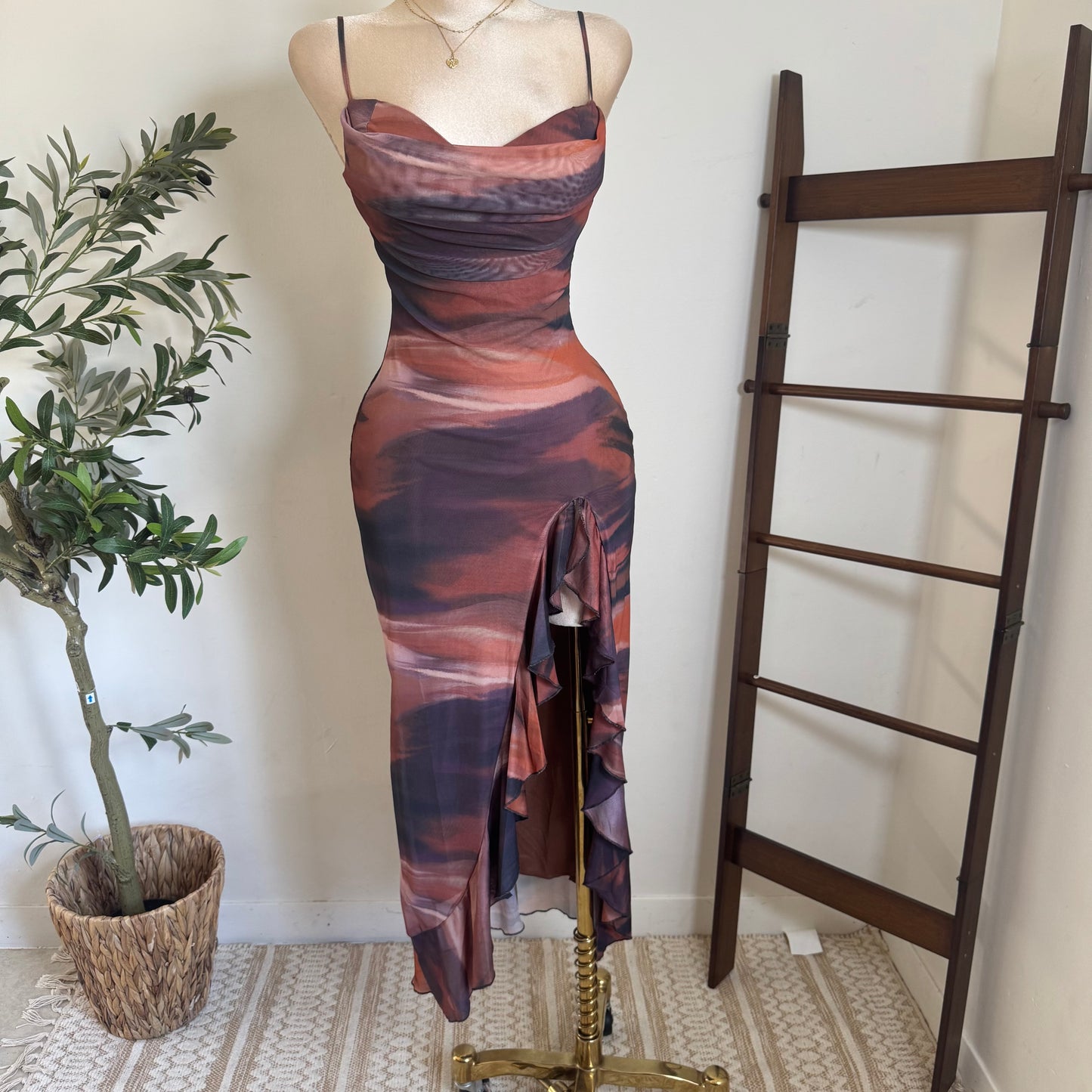 Mismaloya Dress-Multi Brown