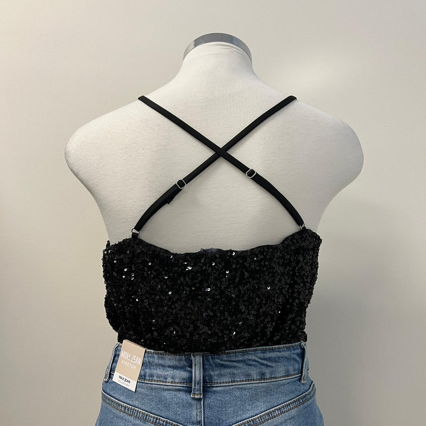 Iris cowl Neck Sequin Top - Black