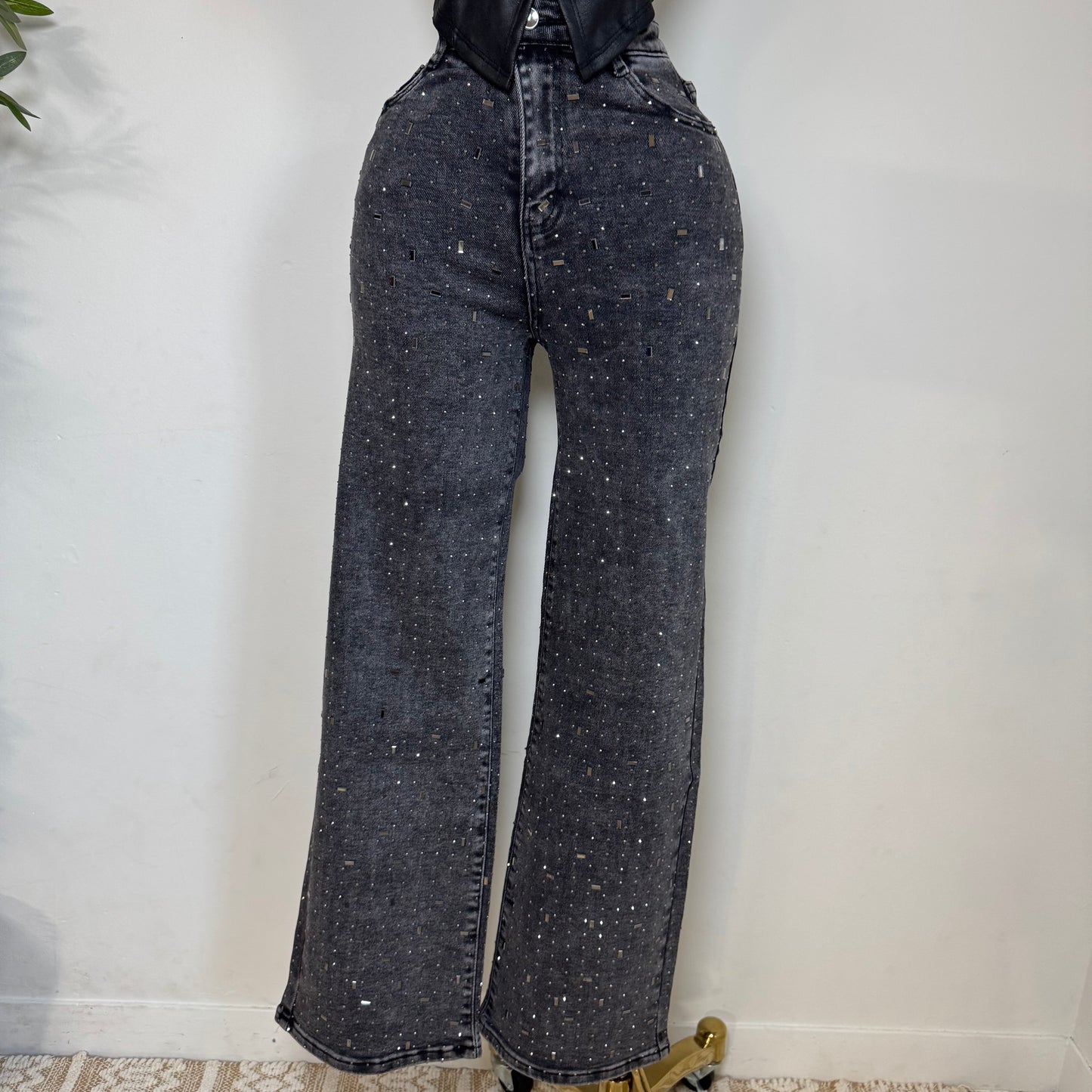 Ximena Rhinestone Pants-Black