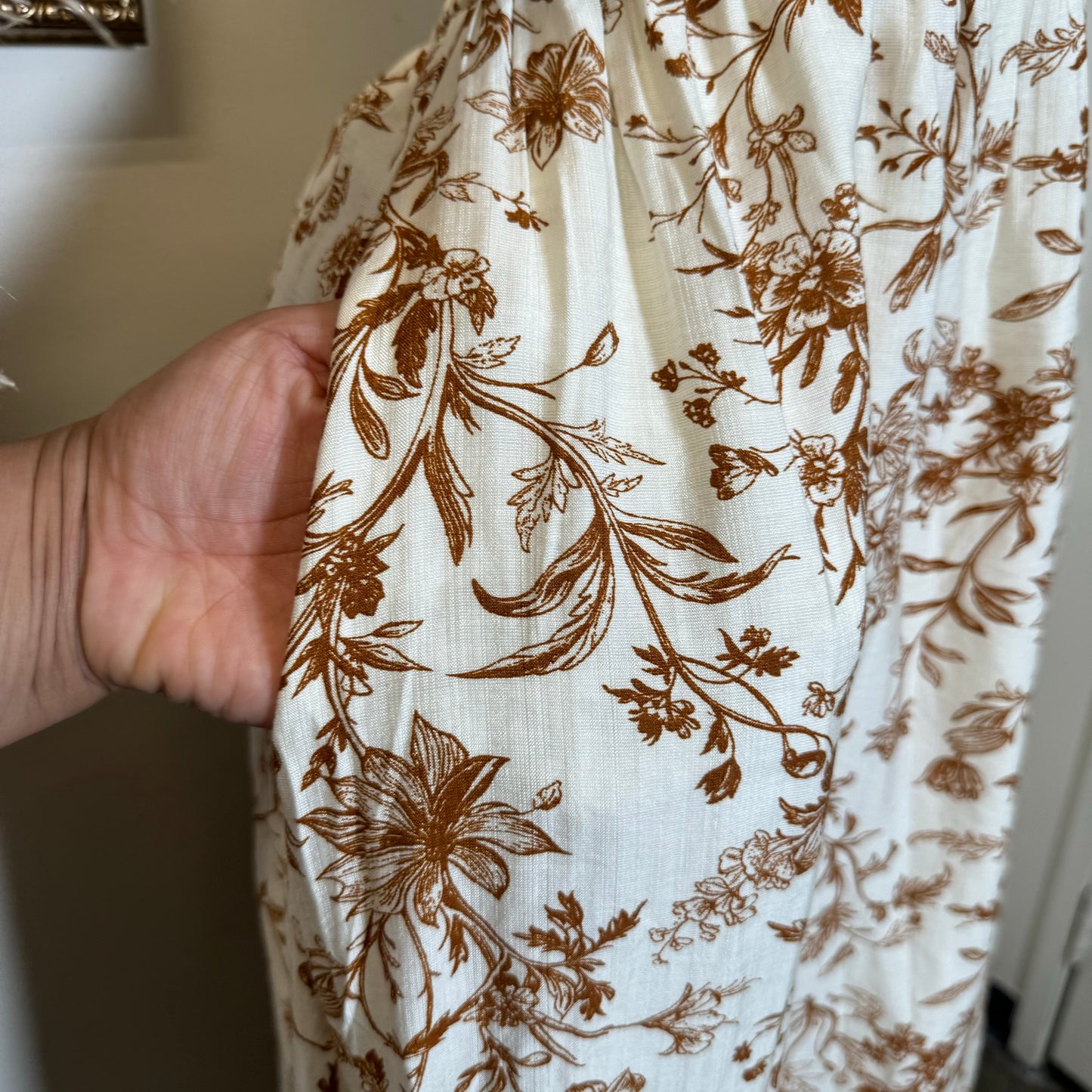 Picnic Corset Maxi Dress-Brown/White