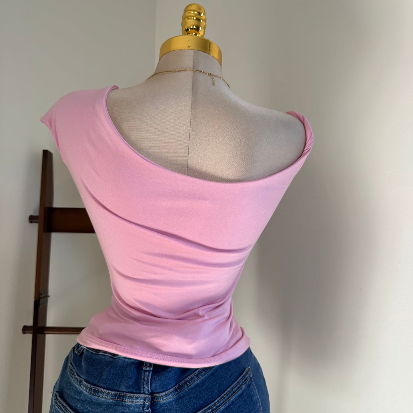 Asymmetrical Double Layered Top-Pink