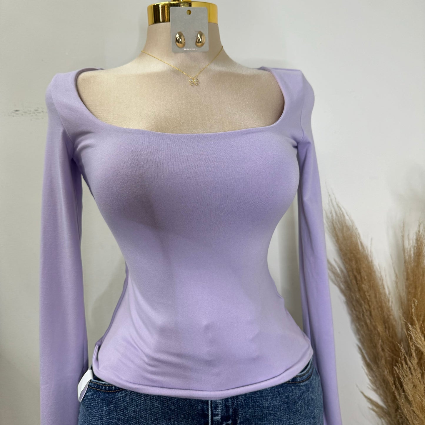 Double Layered & Soft Material Long Sleeve-Lilac