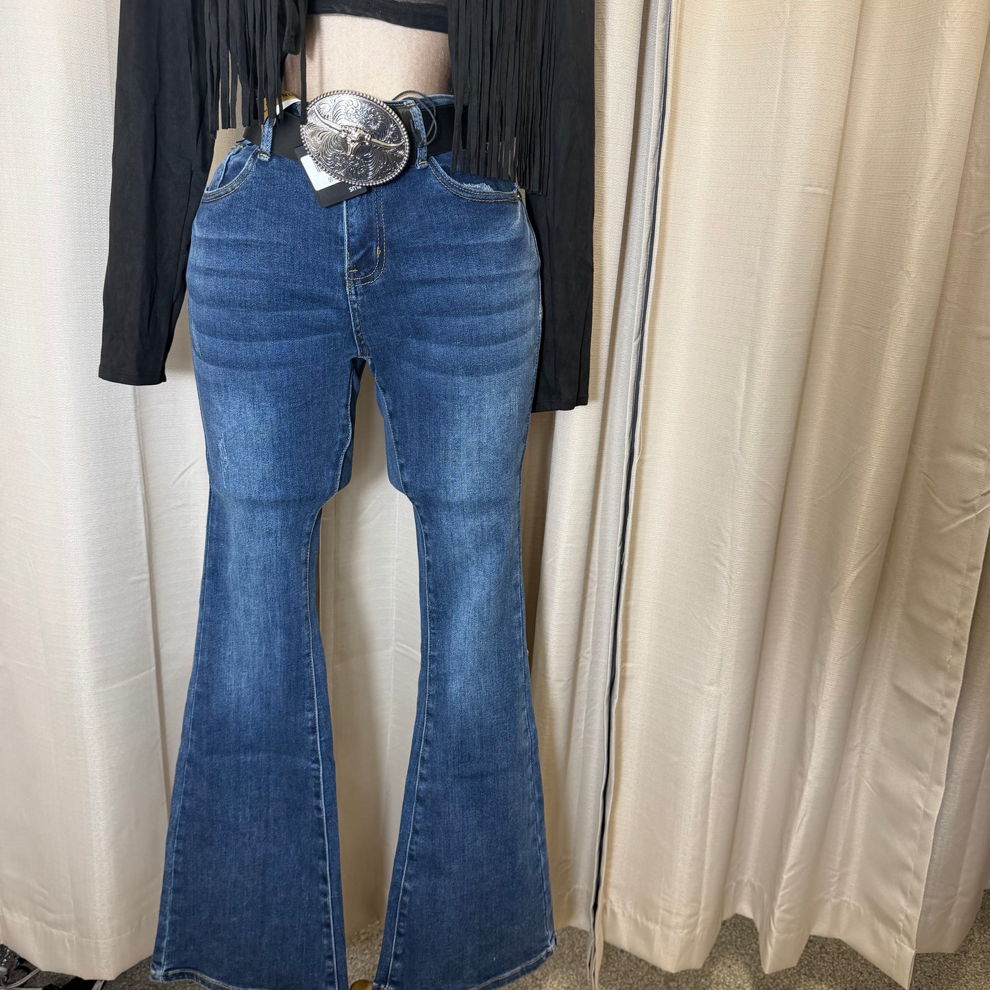 Flare High Waisted Colombian Jeans-Medium wash