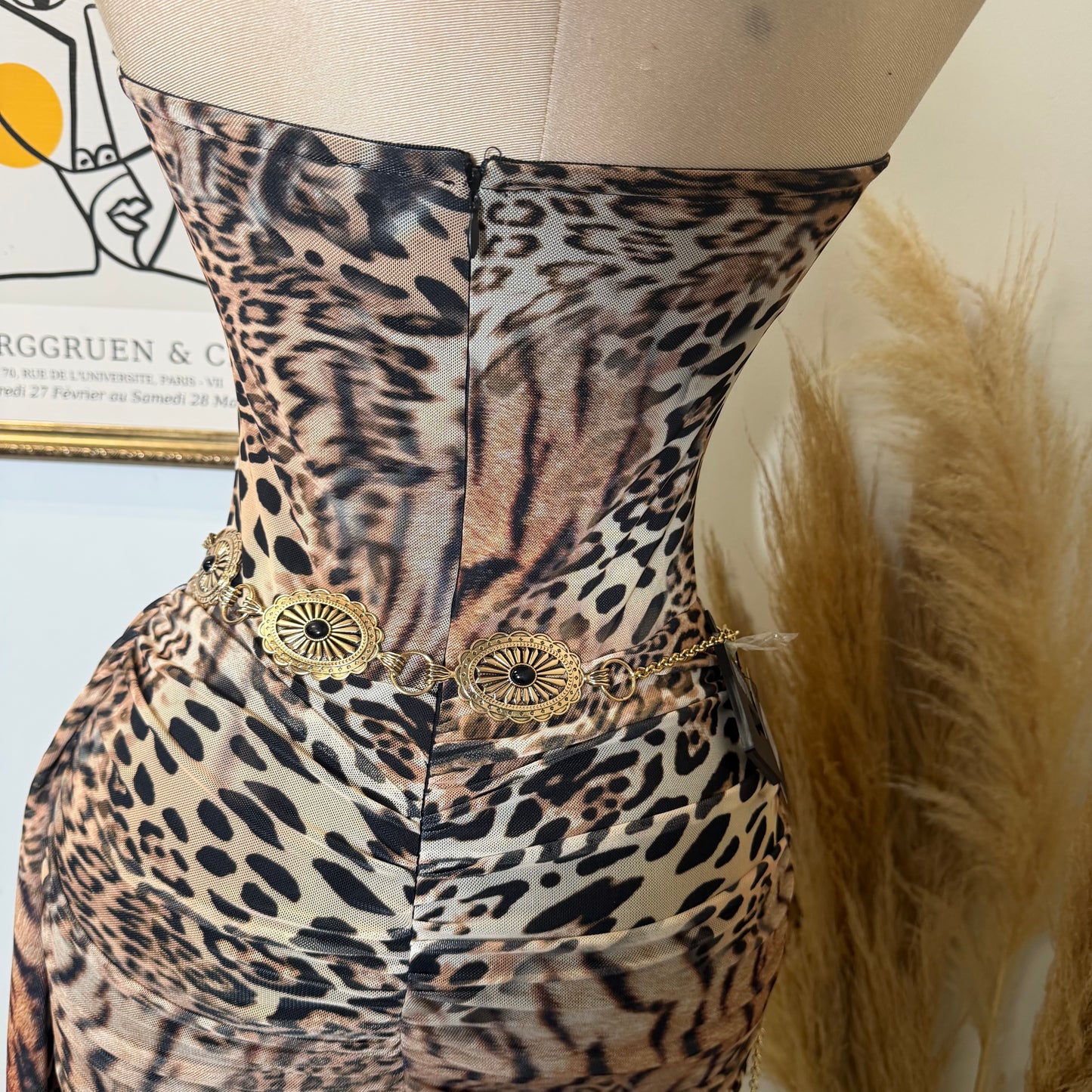 Animal Print Mini Dress-Leopard