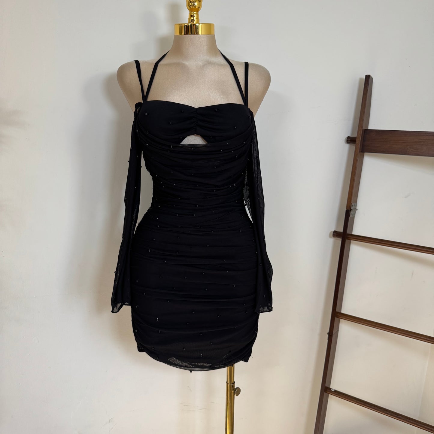 Pearl Long sleeve Dress-Black