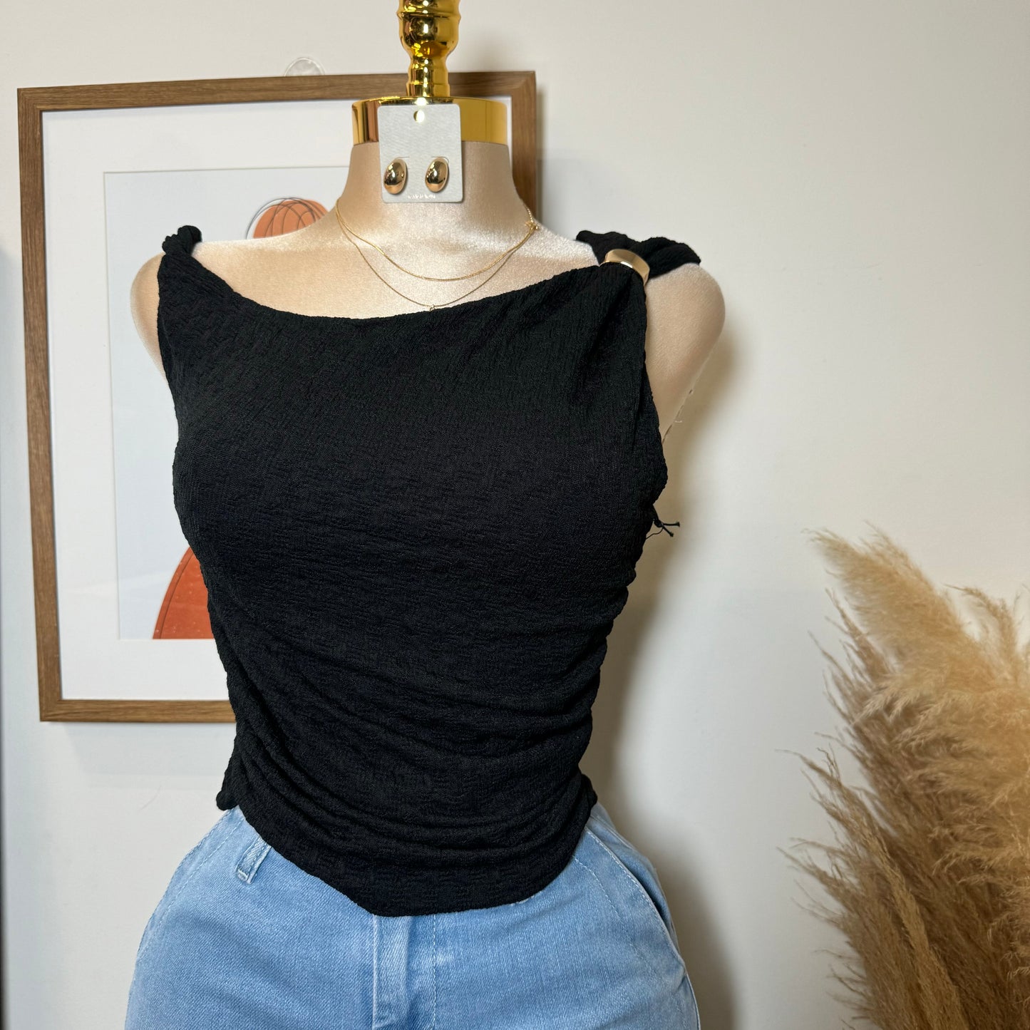 Metak Trim Textured Top-Black