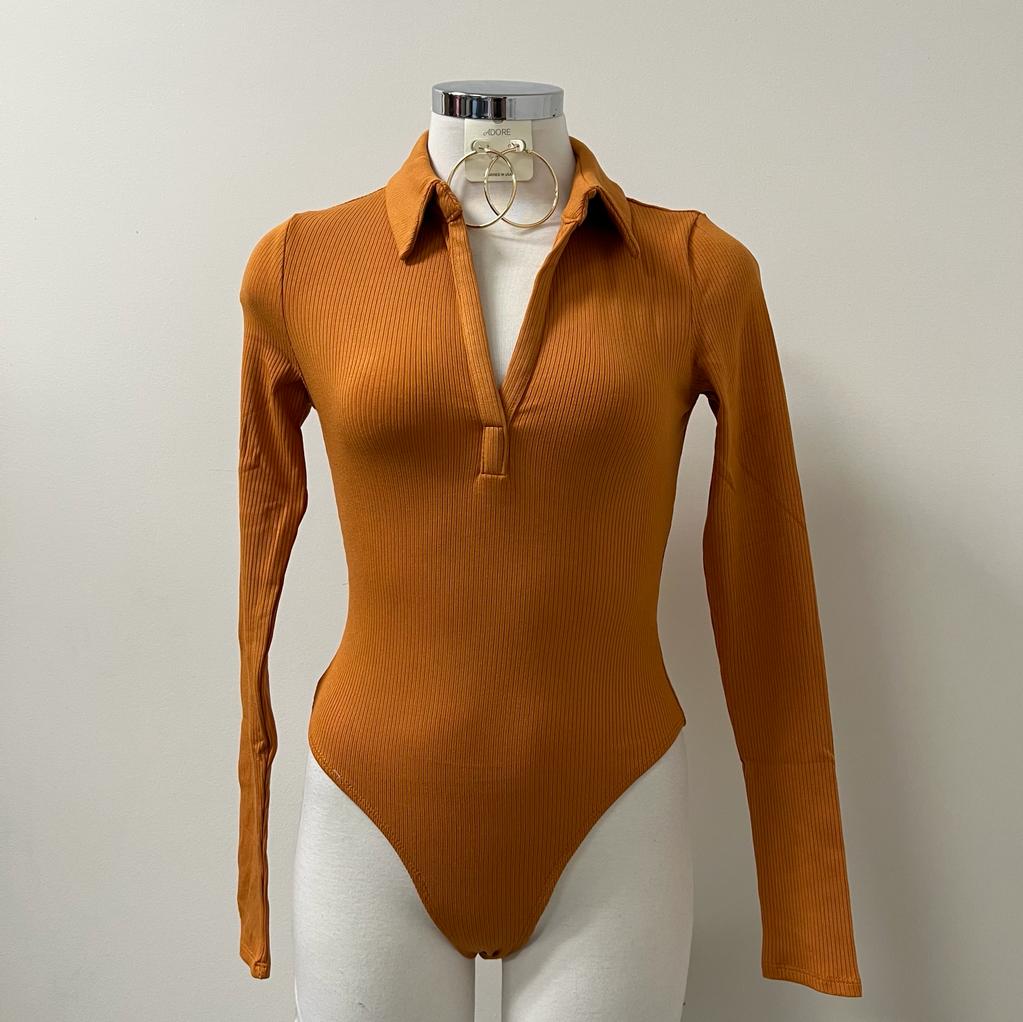 Vero Ribbed bodysuit -Mustard