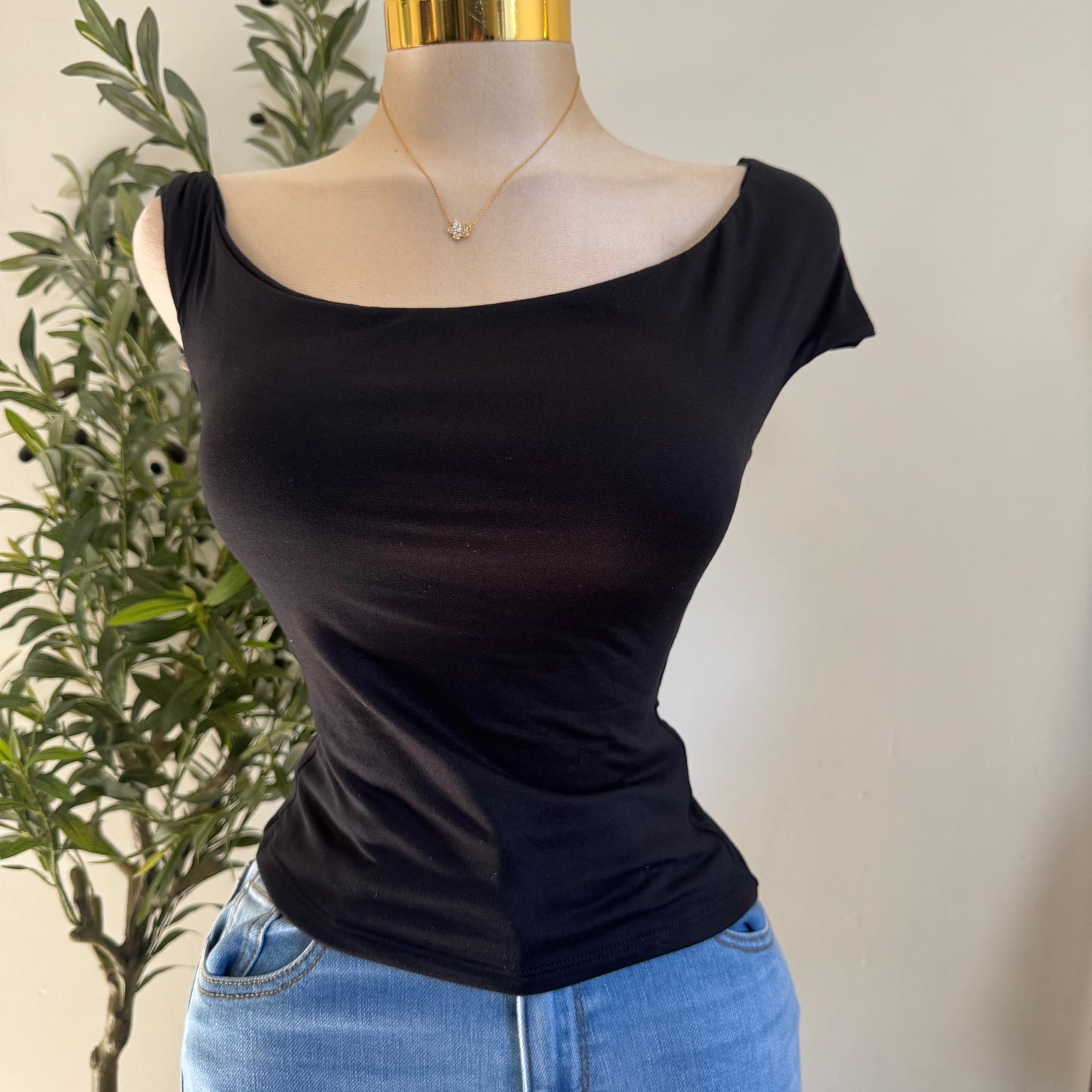 Asymmetrical Double Layered Top-Black