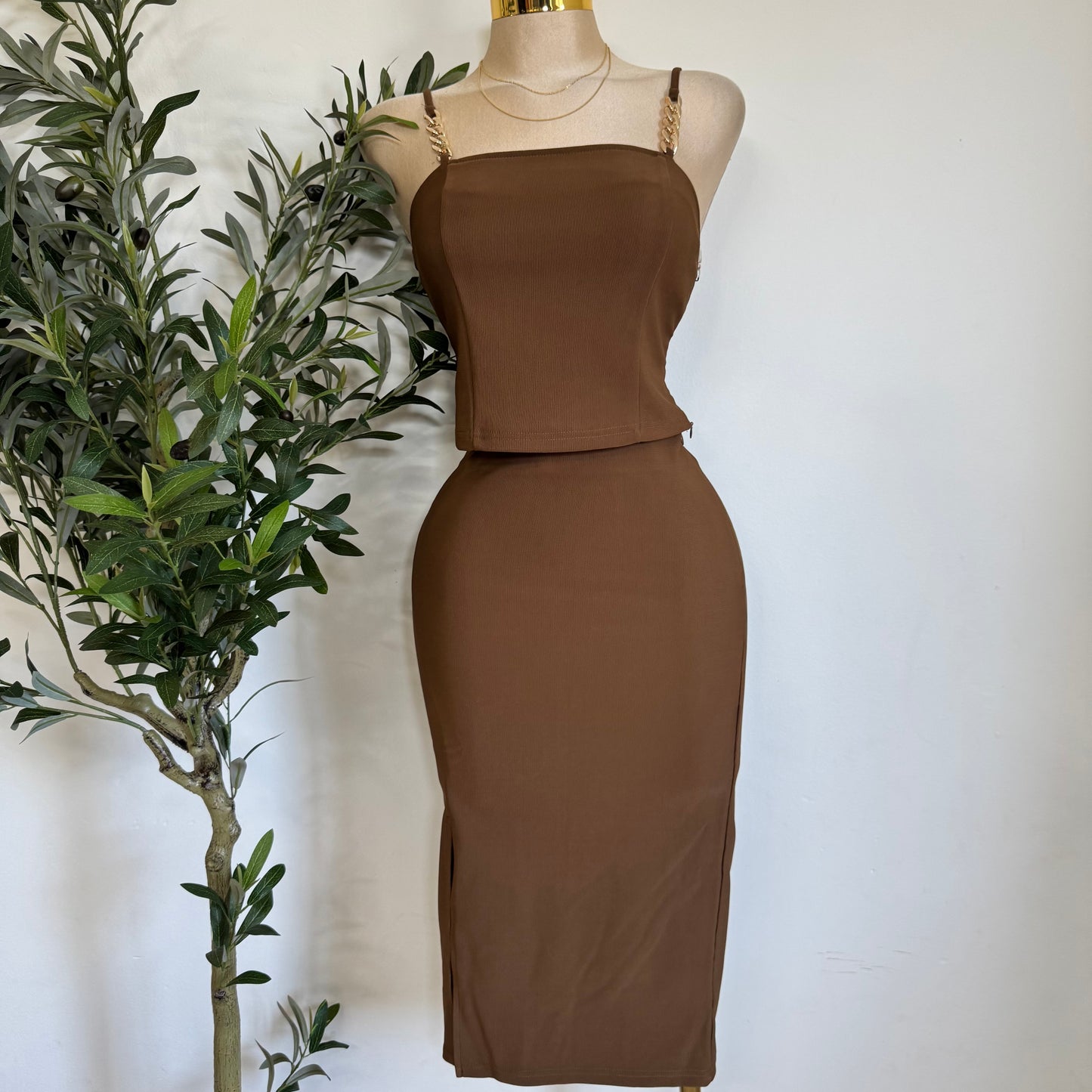 Mixy Skirt Set-Brown