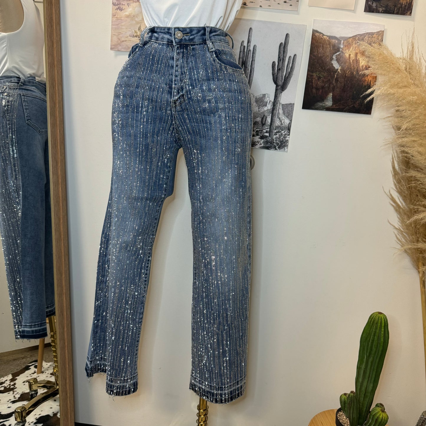 Karla Rhinestone Jeans-Blue