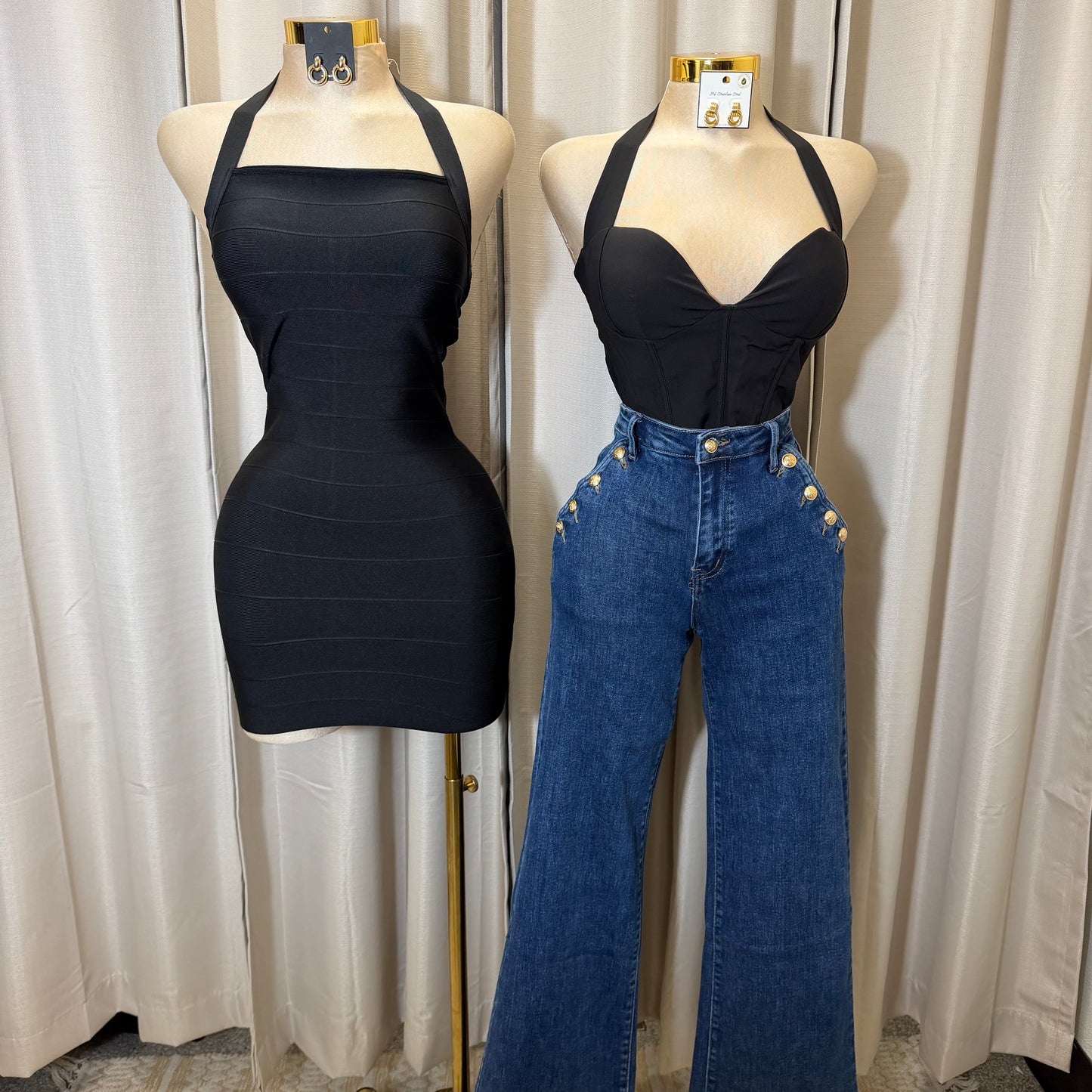 Halter bustier Corset Crop Top-black