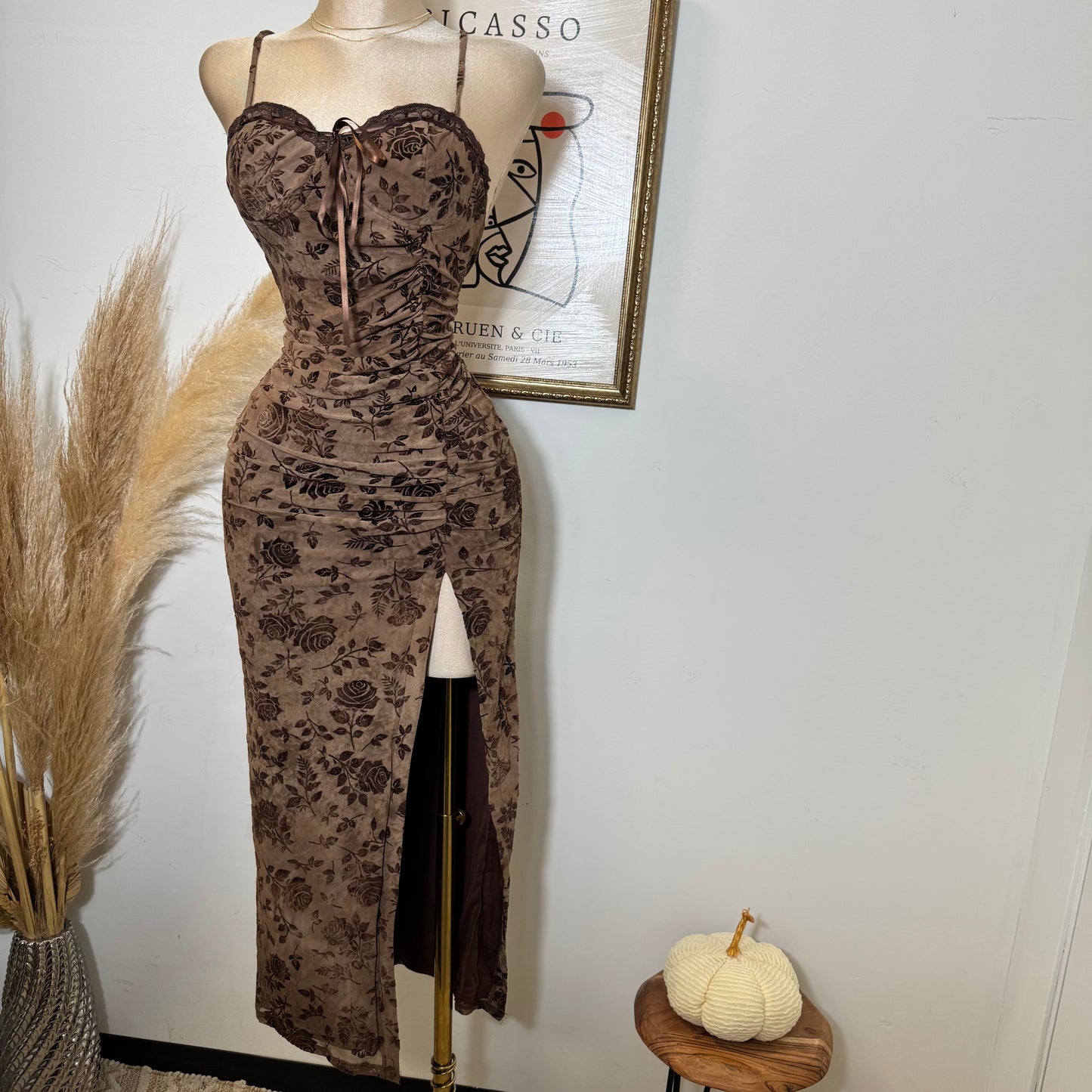 Printed Maxi Dress-Chocolate