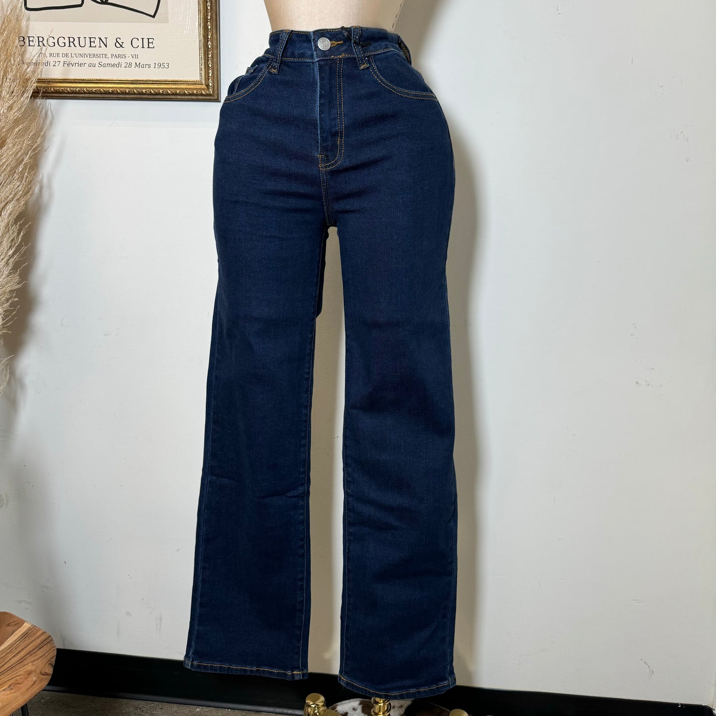 V2434D High Rise Wide Leg-Dark Blue