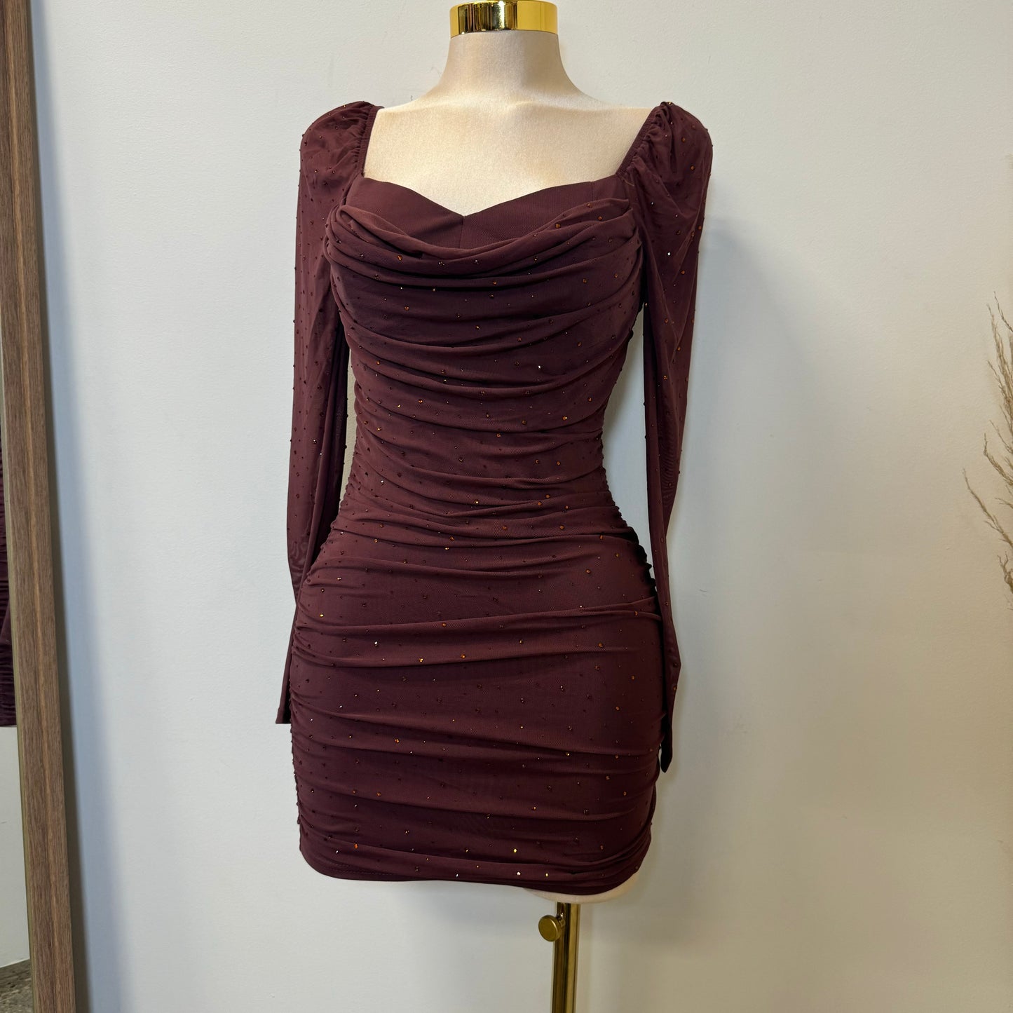 Vivian Mini Dress-Brown