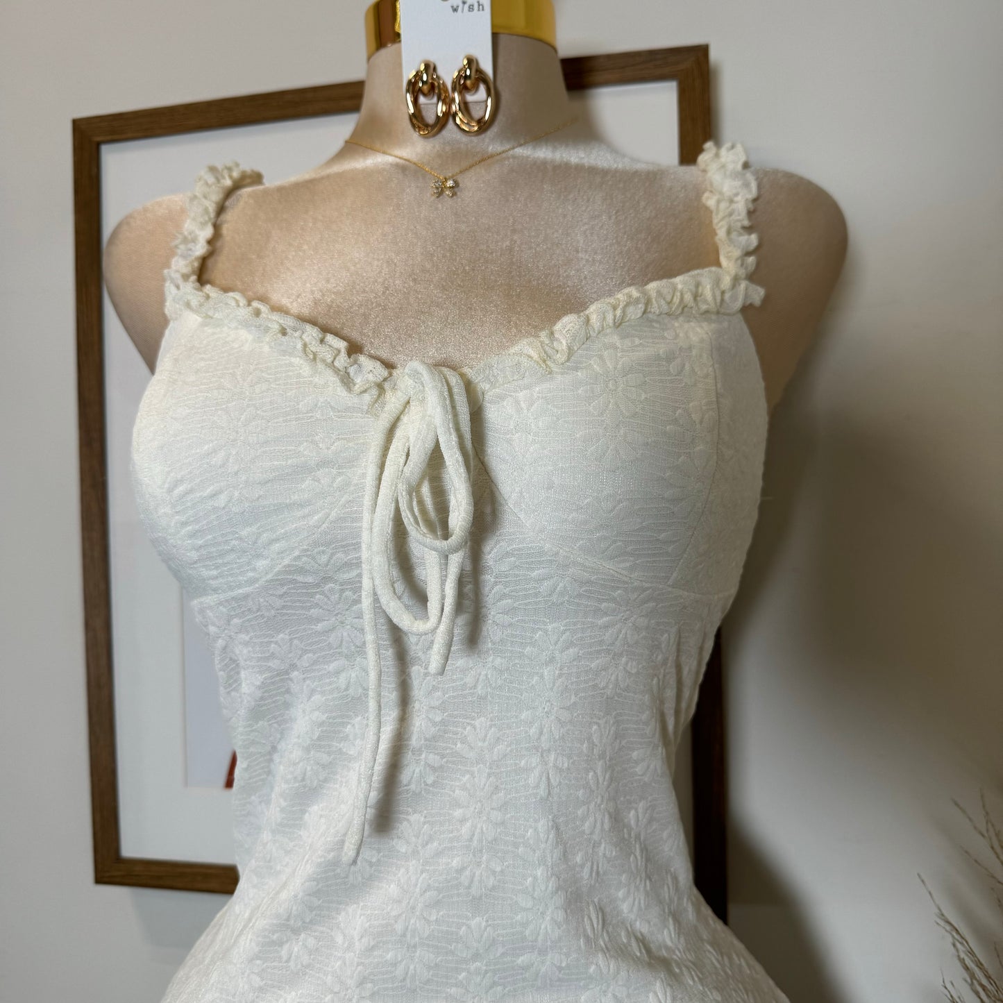 Daisy Asymmetric Skirt Midi Dress-White