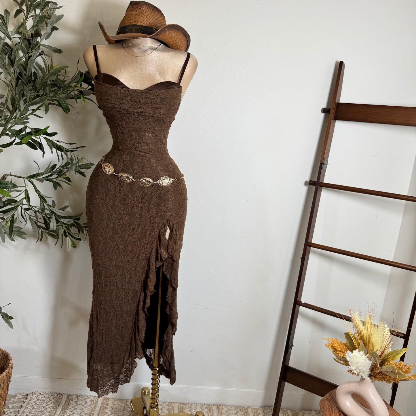 Mismaloya Dress-Lace Brown