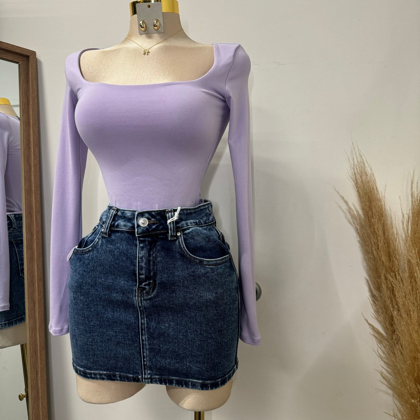 Snow Wash Mini Skirt-Blue