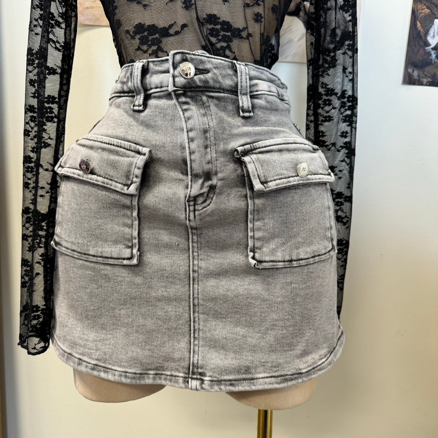 Denim Skort-LT Grey