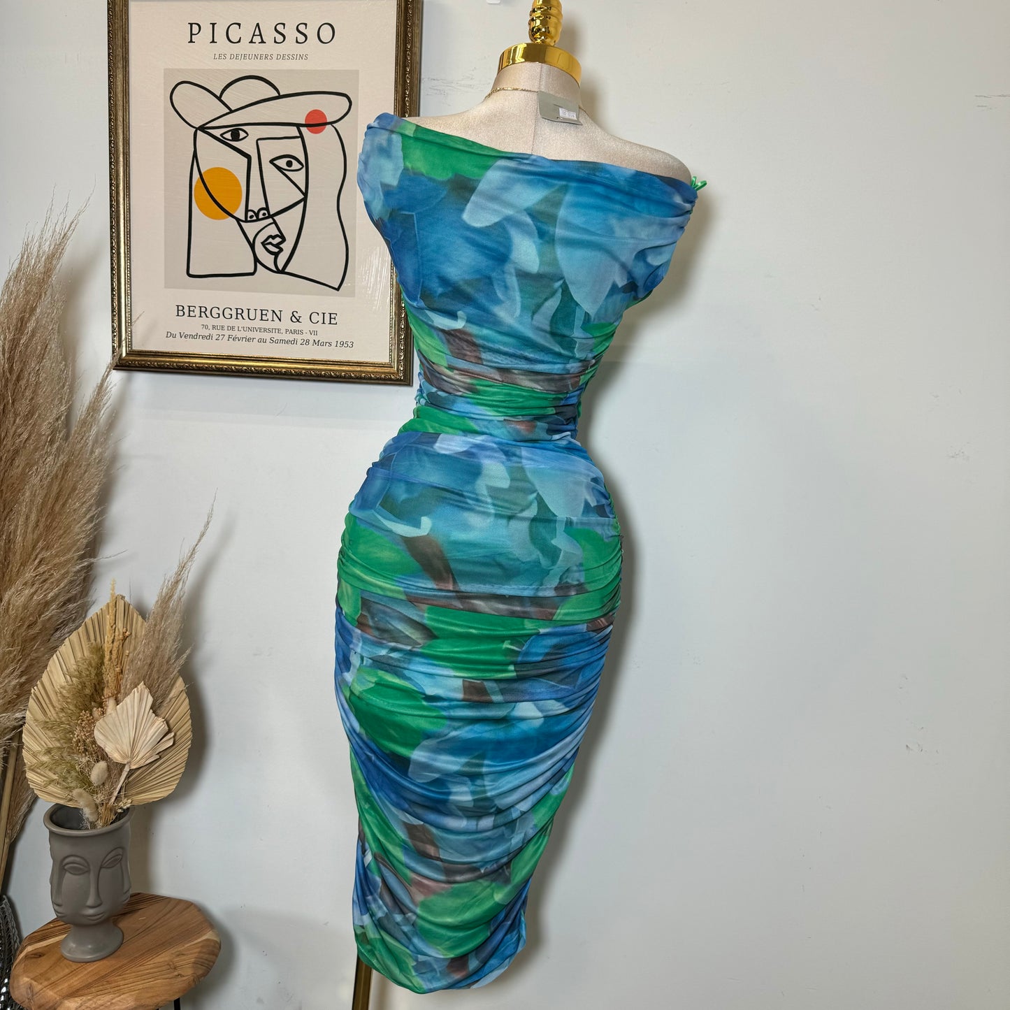 Eli Mesh Asymmetric Dress-Multi