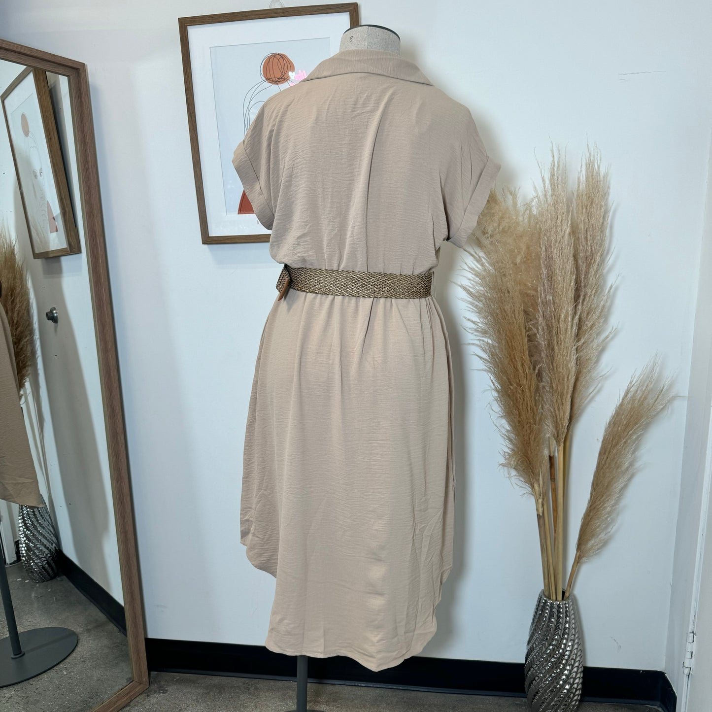 Lorel Dress with Belt PL-Taupe