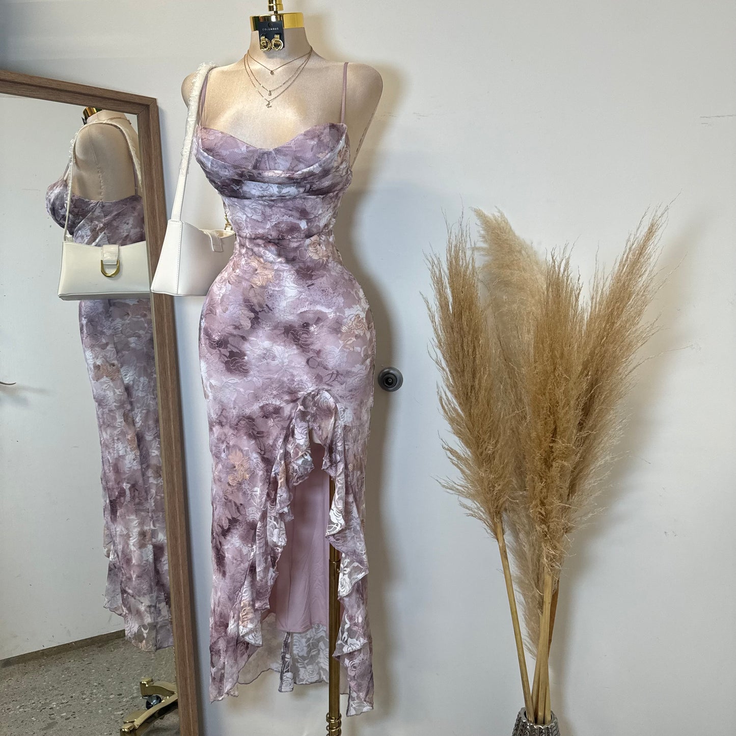 Mismaloya Lace Dress-Multi Pink