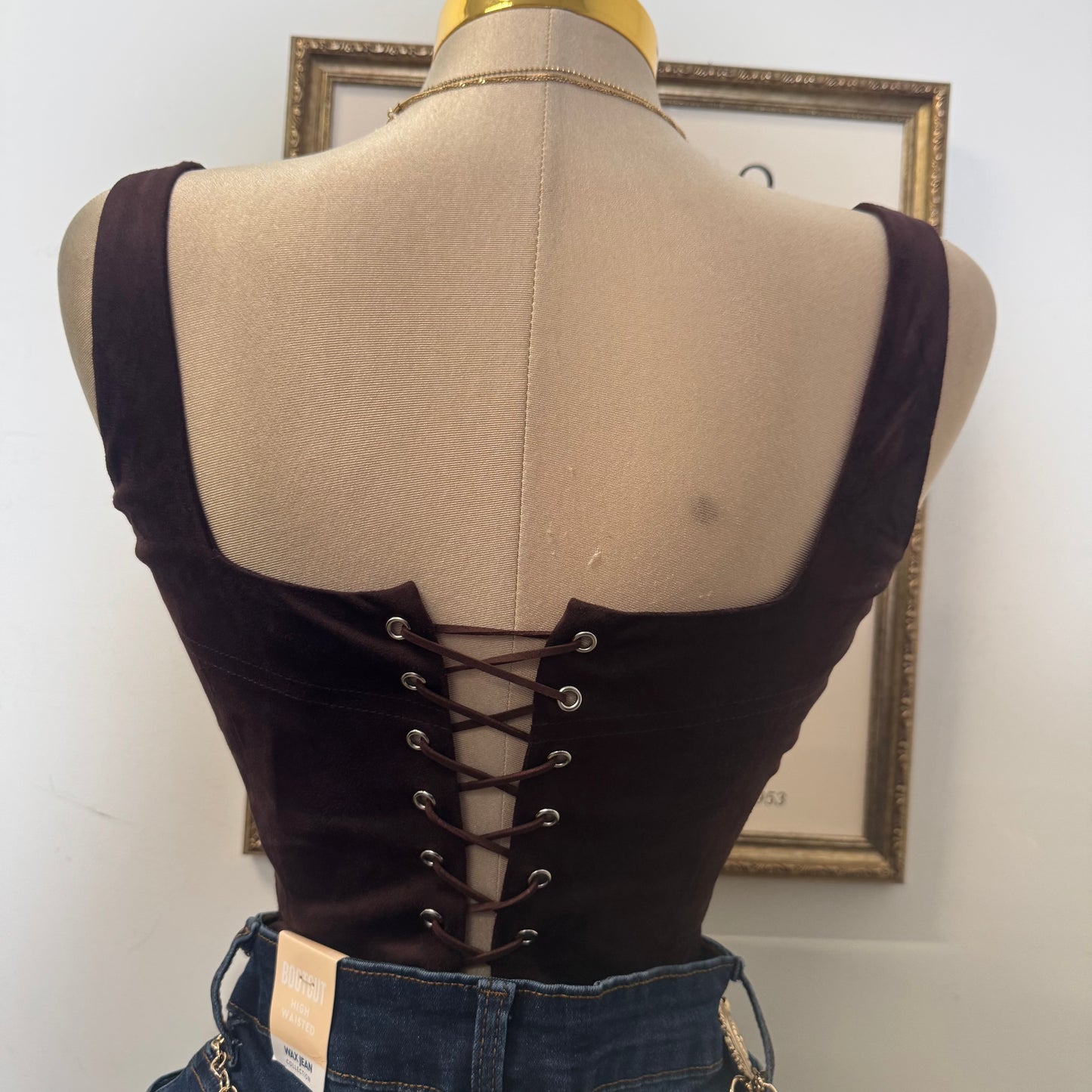 Western corset Top- Brown